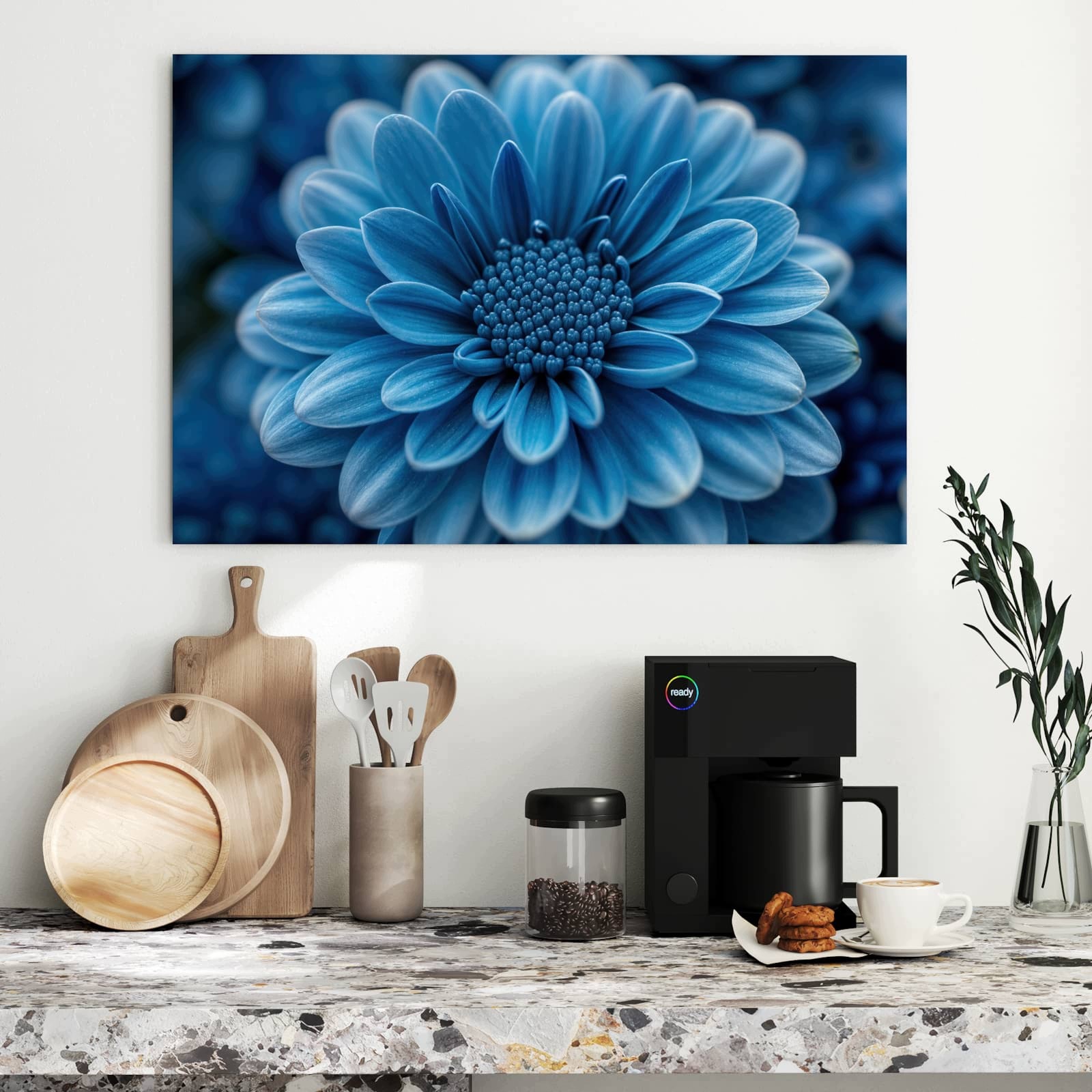 Magnetická tabule – obraz na zeď Modrá květina | 90 × 60 cm