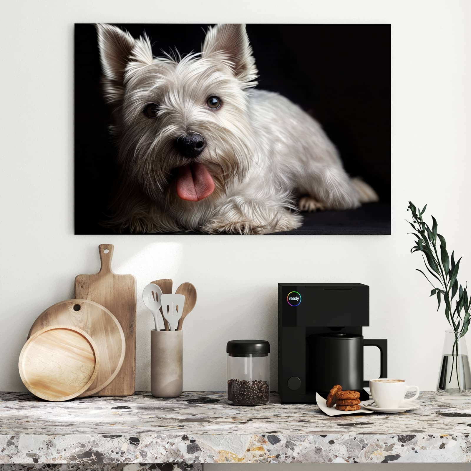 Magnetická tabule – obraz na zeď Bílý pes | 90 × 60 cm