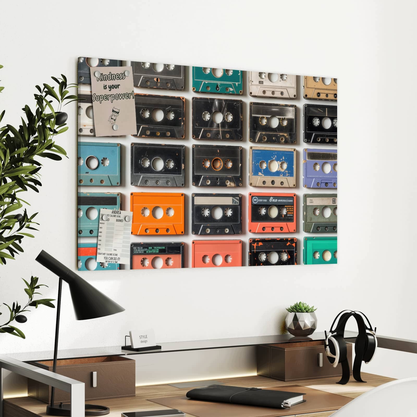 Magnetická tabule – obraz na zeď Vintage kasety plakát | 90 × 60 cm