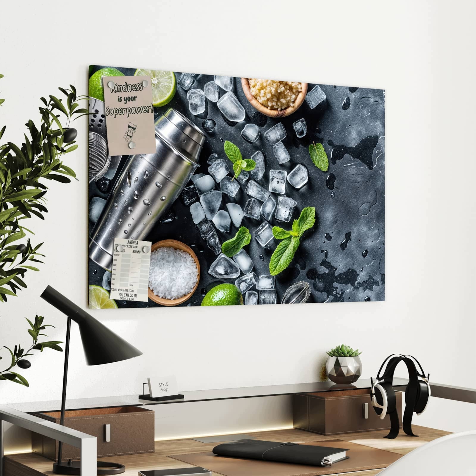 Magnetická tabule – obraz na zeď Ingredience na koktejl | 90 × 60 cm