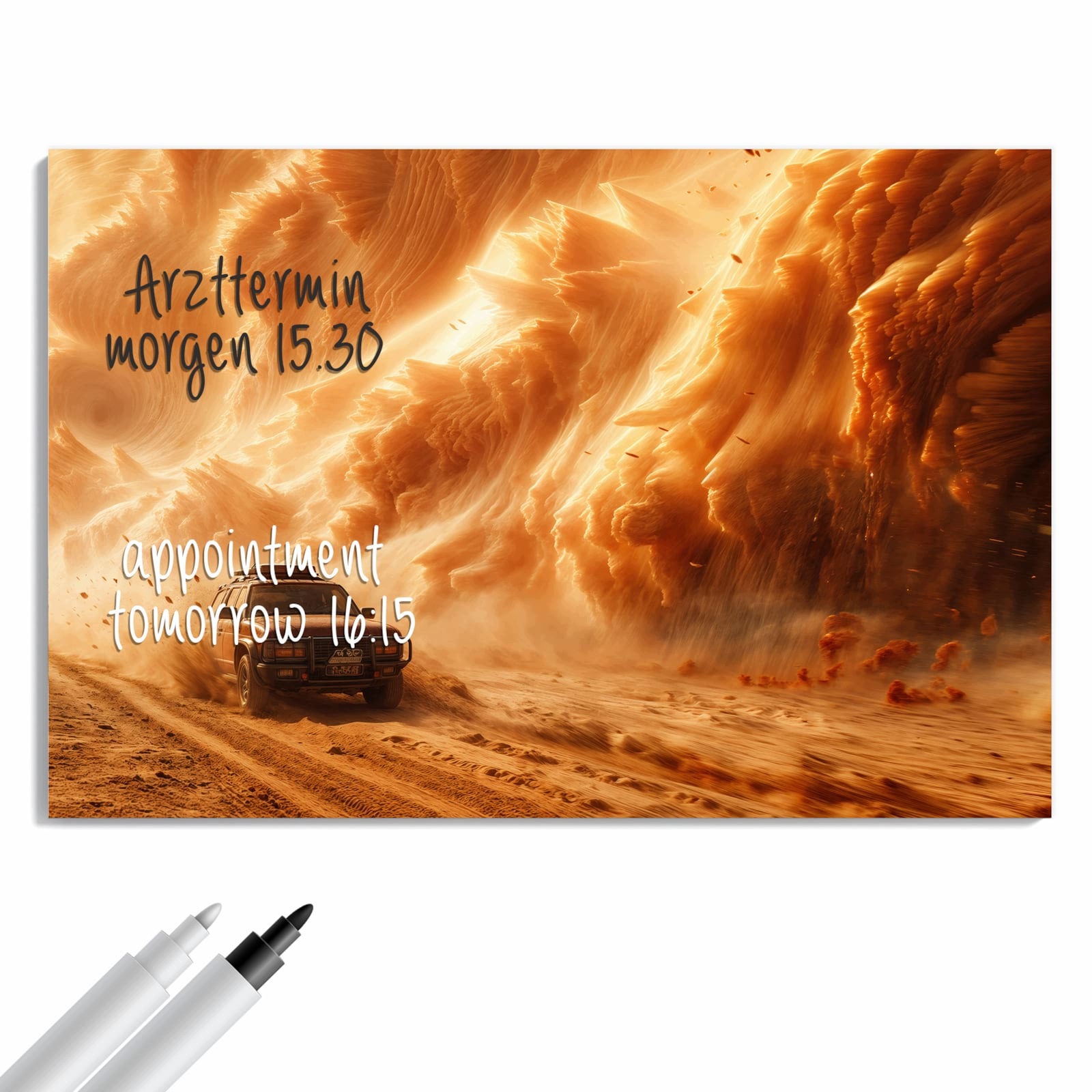Magnetická tabule – obraz na zeď Písečná bouře – dobrodružství s Jeepem | 90 × 60 cm