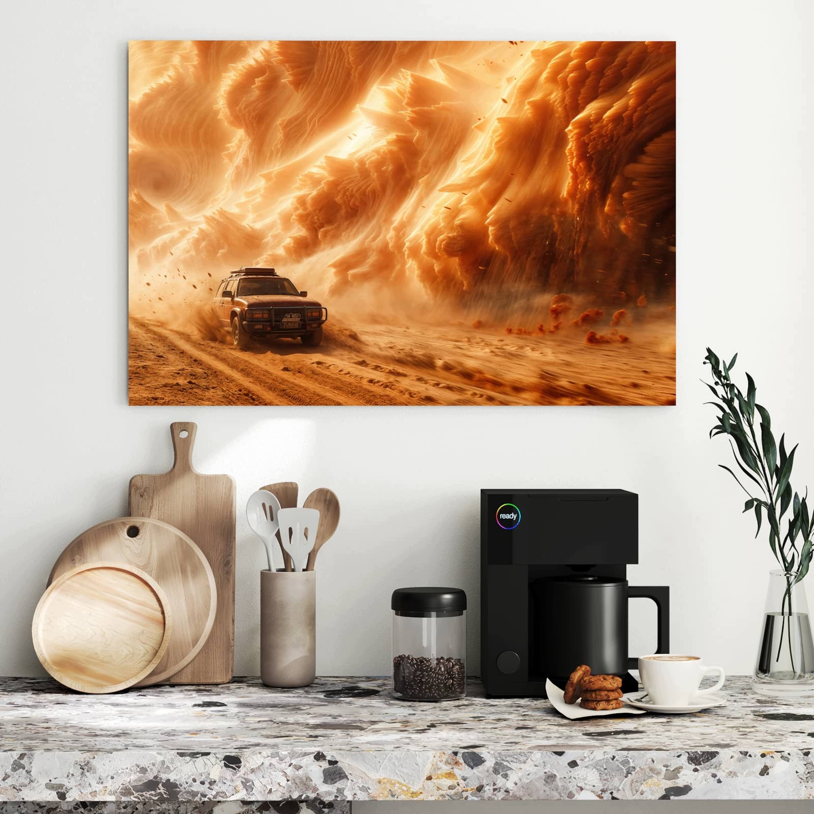 Magnetická tabule – obraz na zeď Písečná bouře – dobrodružství s Jeepem | 90 × 60 cm