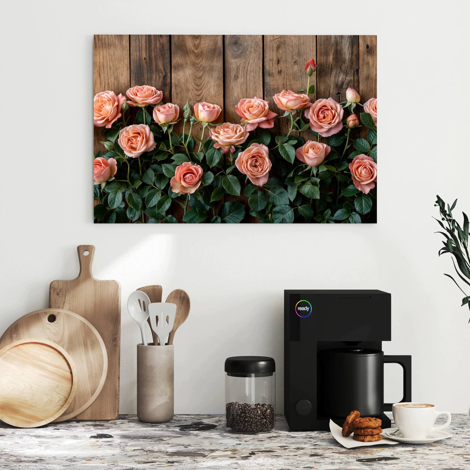 Magnetická tabule – obraz na zeď Růže na dřevěném pozadí | 60 × 40 cm