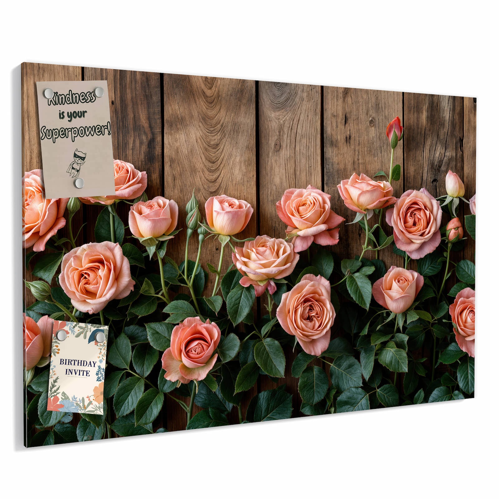 Magnetická tabule – obraz na zeď Růže na dřevěném pozadí | 60 × 40 cm