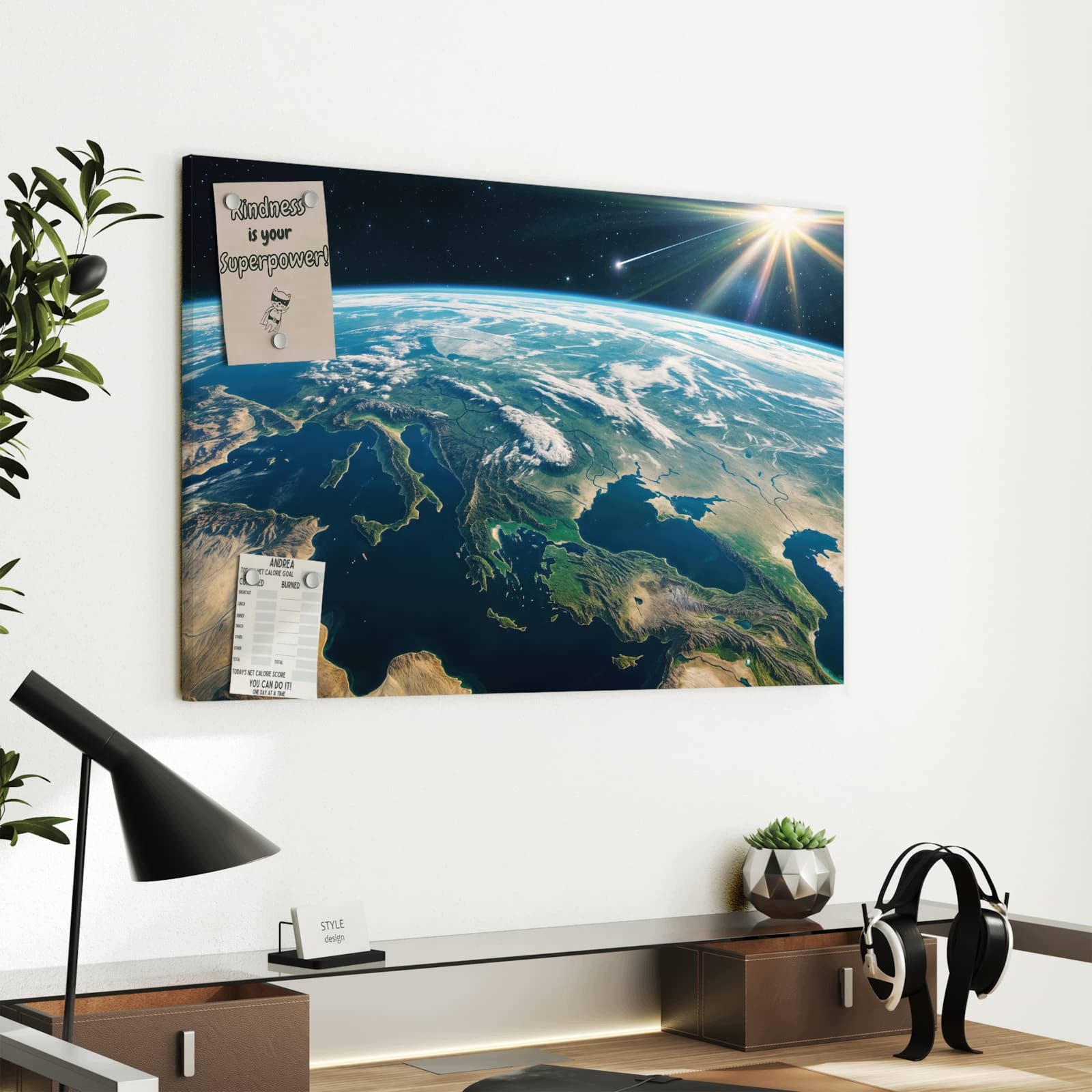 Magnetická tabule – obraz na zeď Pohled na Zemi | 60 × 40 cm