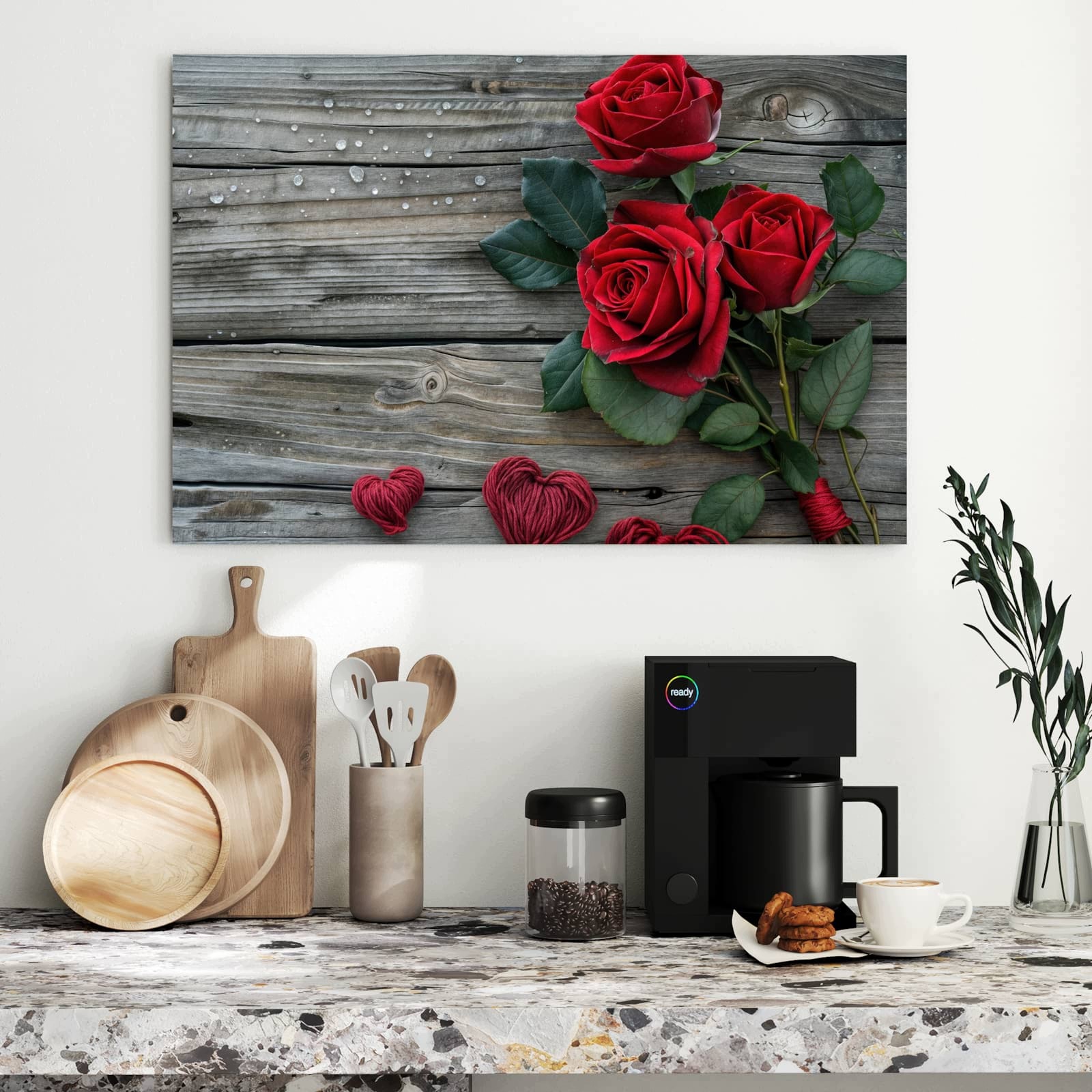Magnetická tabule – obraz na zeď Romantické srdce s růží | 90 × 60 cm