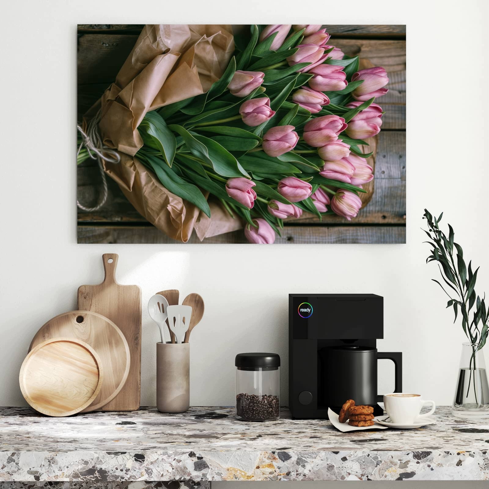 Magnetická tabule – obraz na zeď Růžová kytice tulipánů | 90 × 60 cm