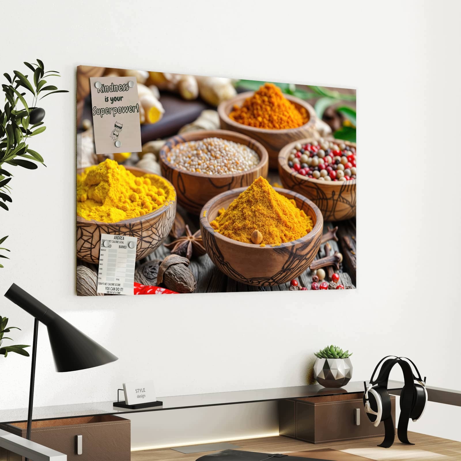 Magnetická tabule – obraz na zeď Koření misky | 60 × 40 cm