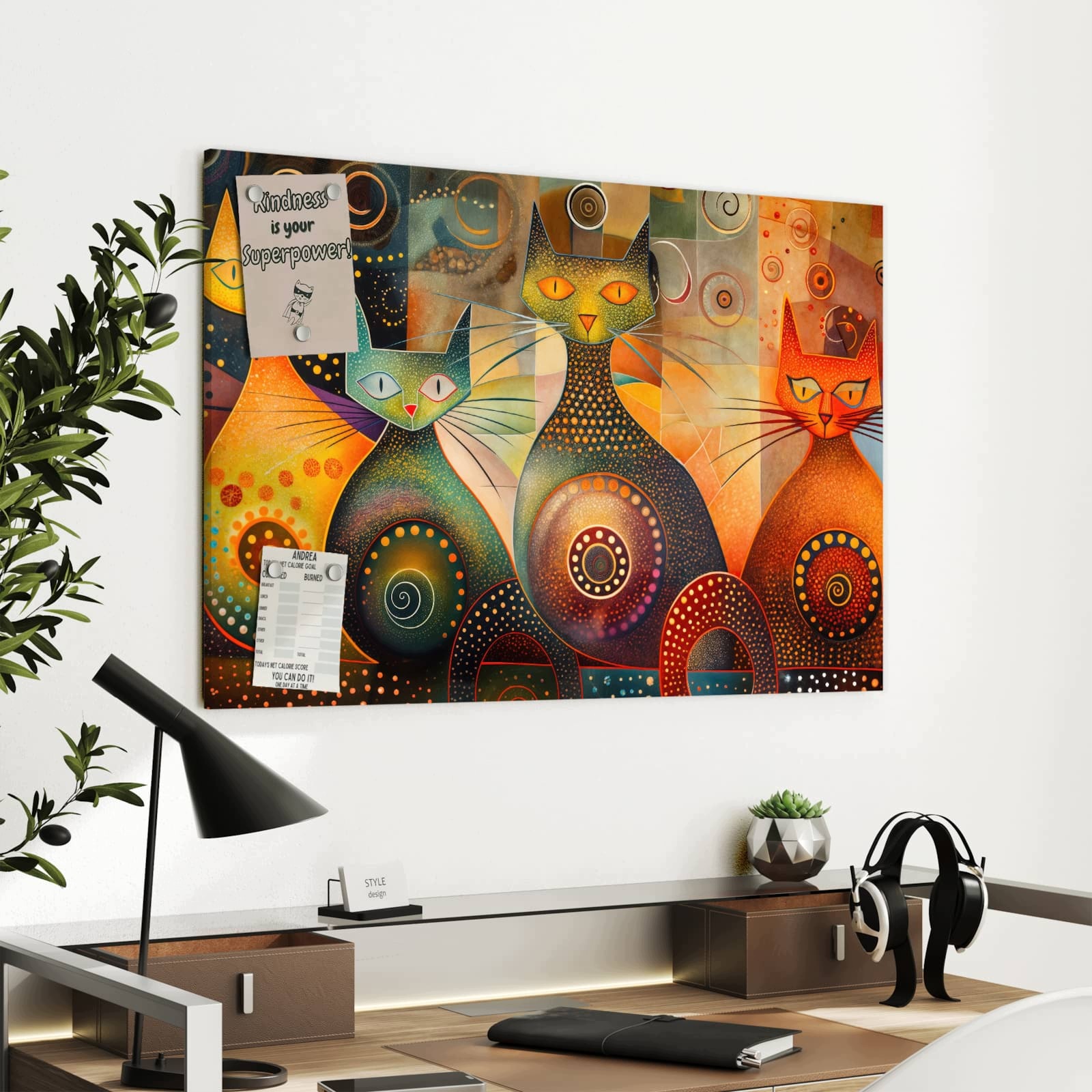 Magnetická tabule – obraz na zeď Kočičí umělecké dílo | 90 × 60 cm