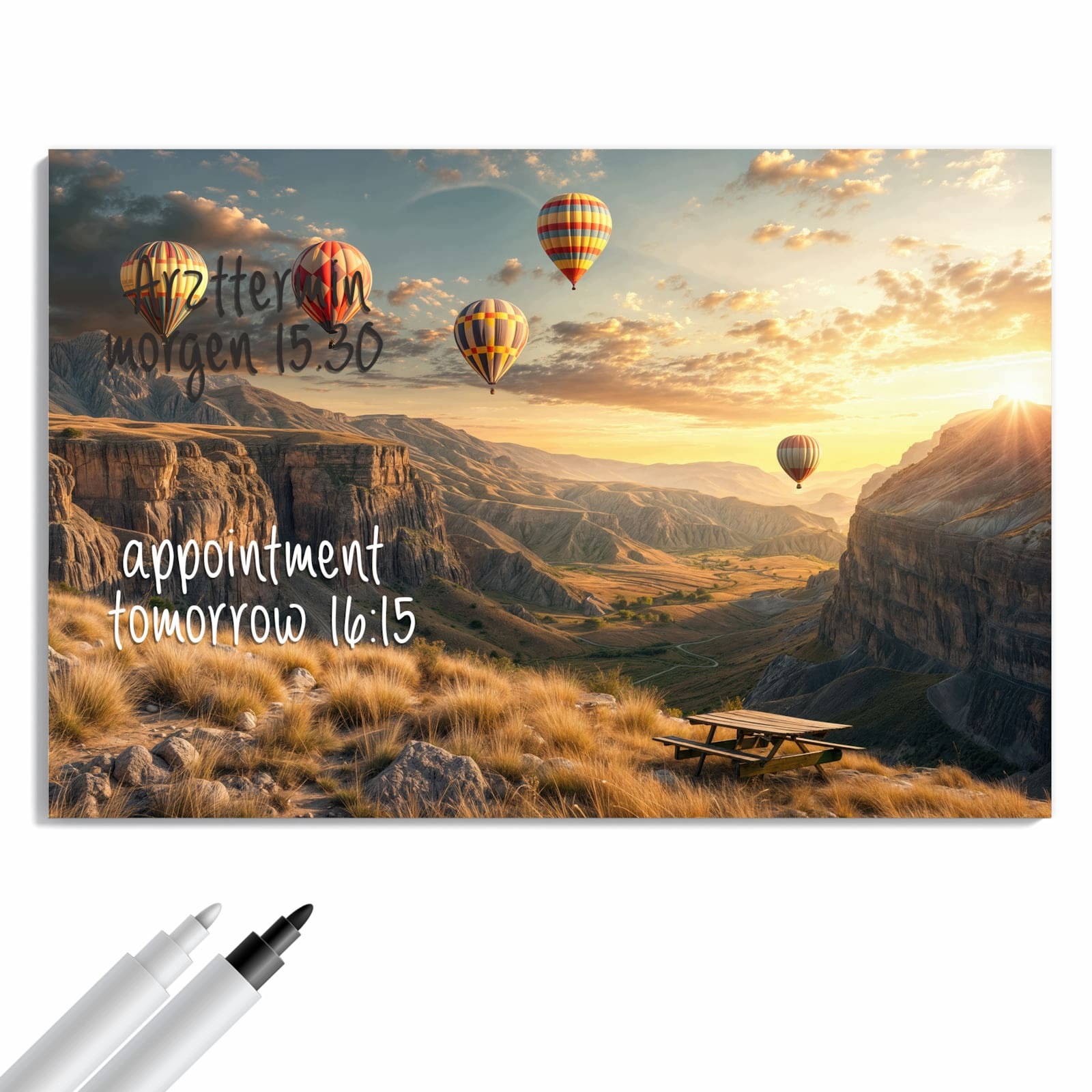 Magnetická tabule – obraz na zeď Krajina s balóny | 90 × 60 cm