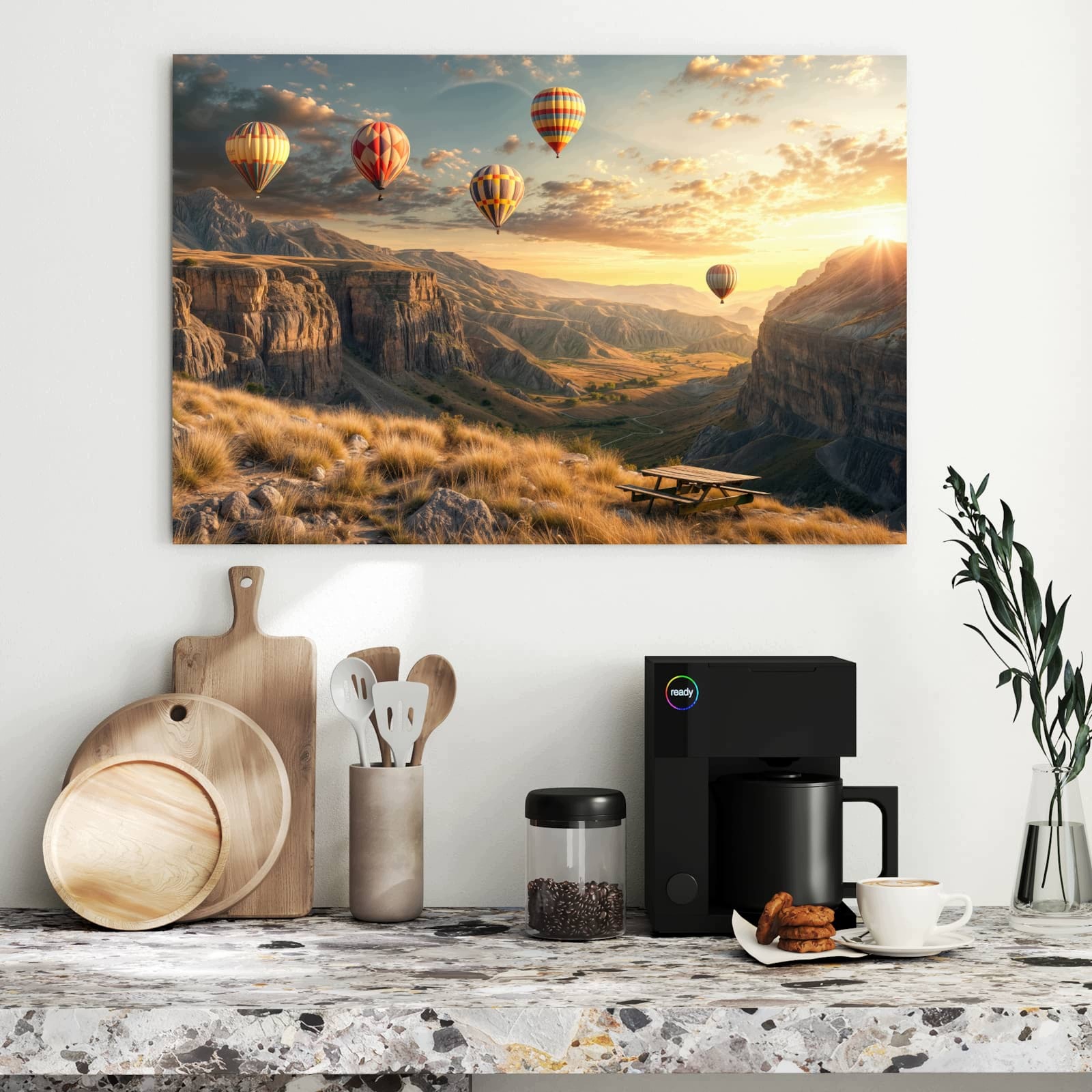 Magnetická tabule – obraz na zeď Krajina s balóny | 90 × 60 cm