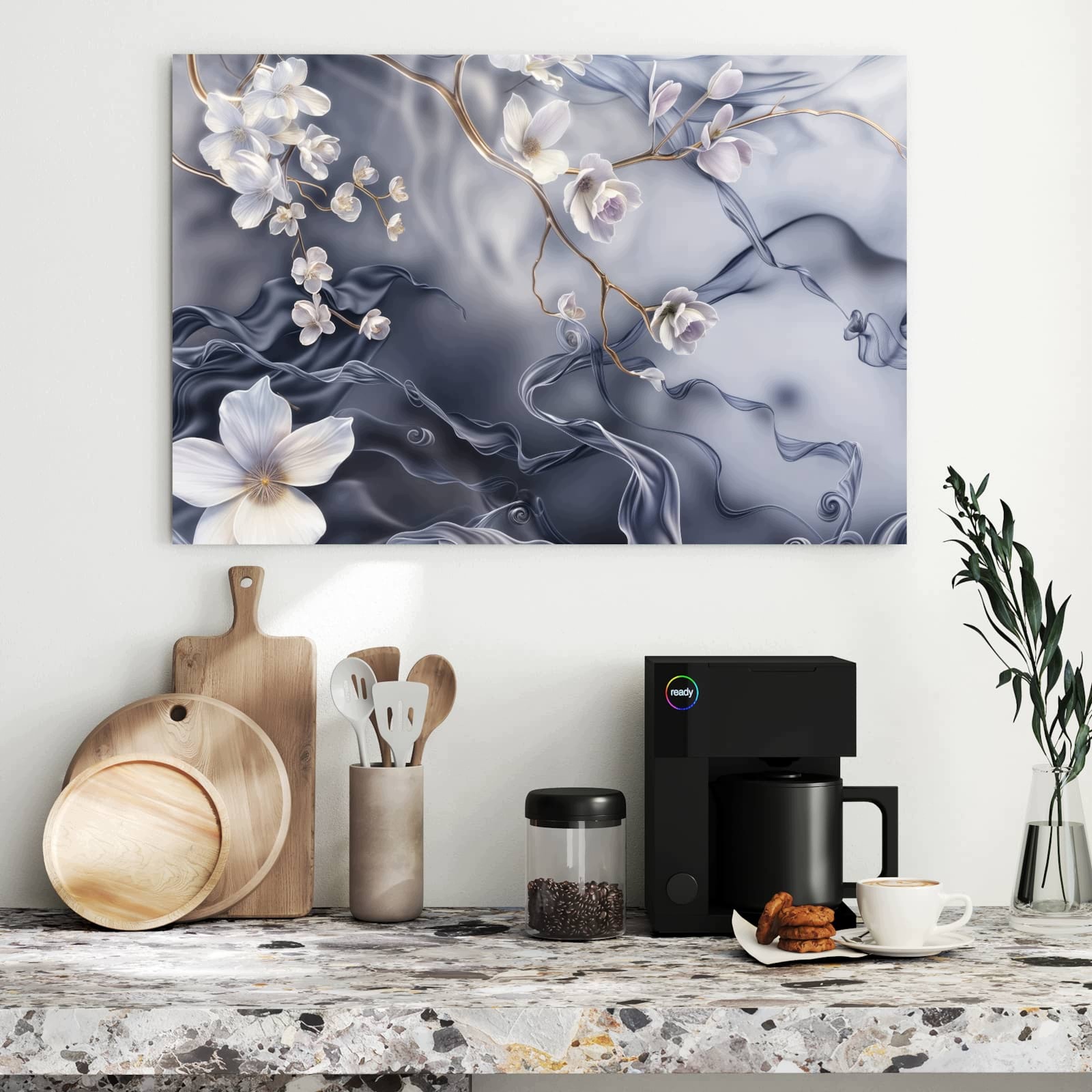 Magnetická tabule – obraz na zeď Hedvábné vlny květin | 90 × 60 cm