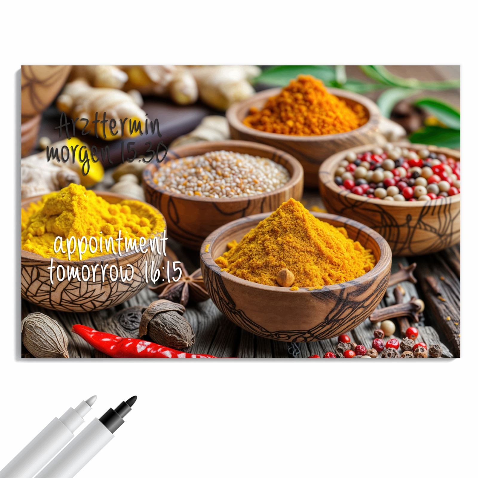 Magnetická tabule – obraz na zeď Koření misky | 90 × 60 cm