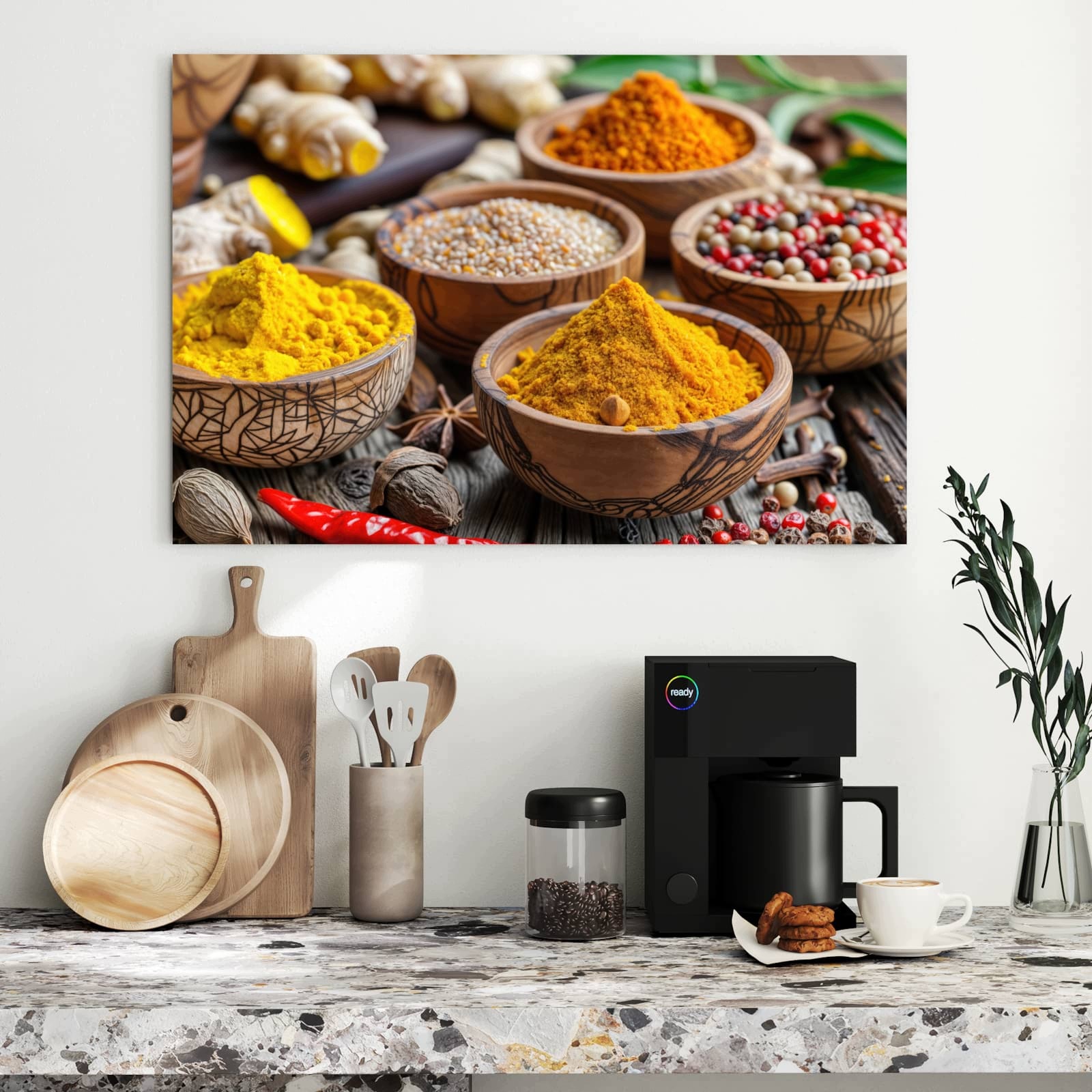 Magnetická tabule – obraz na zeď Koření misky | 90 × 60 cm