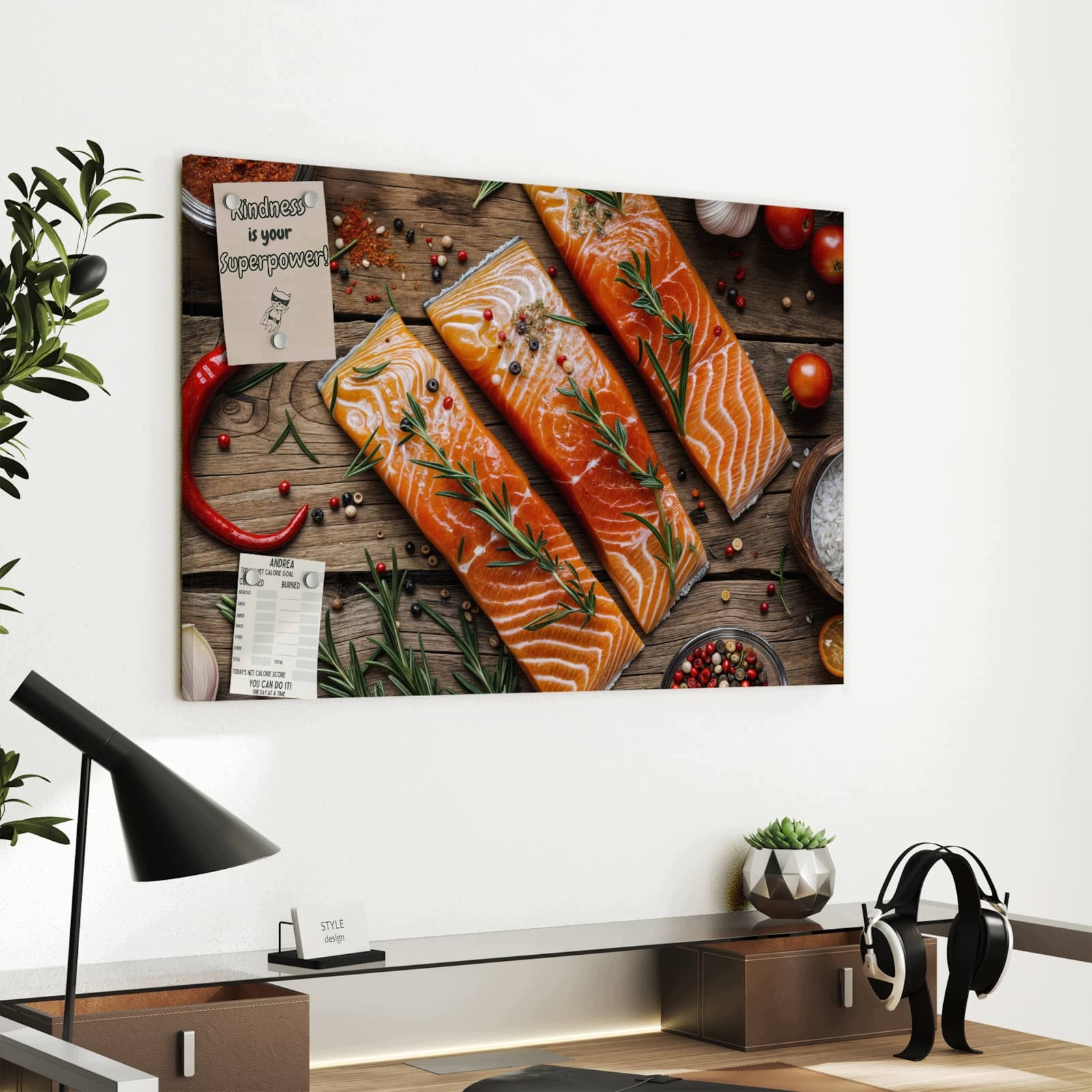 Magnetická tabule – obraz na zeď Filety z lososa | 60 × 40 cm