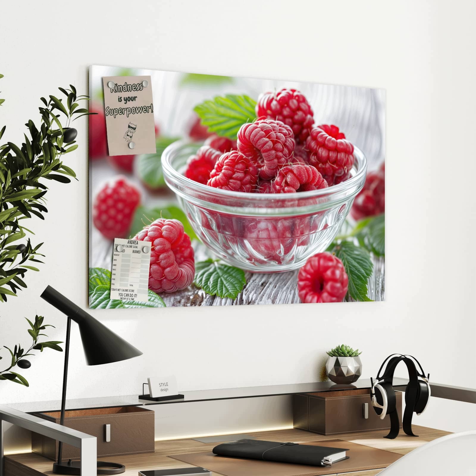 Magnetická tabule – obraz na zeď Čerstvé maliny | 90 × 60 cm
