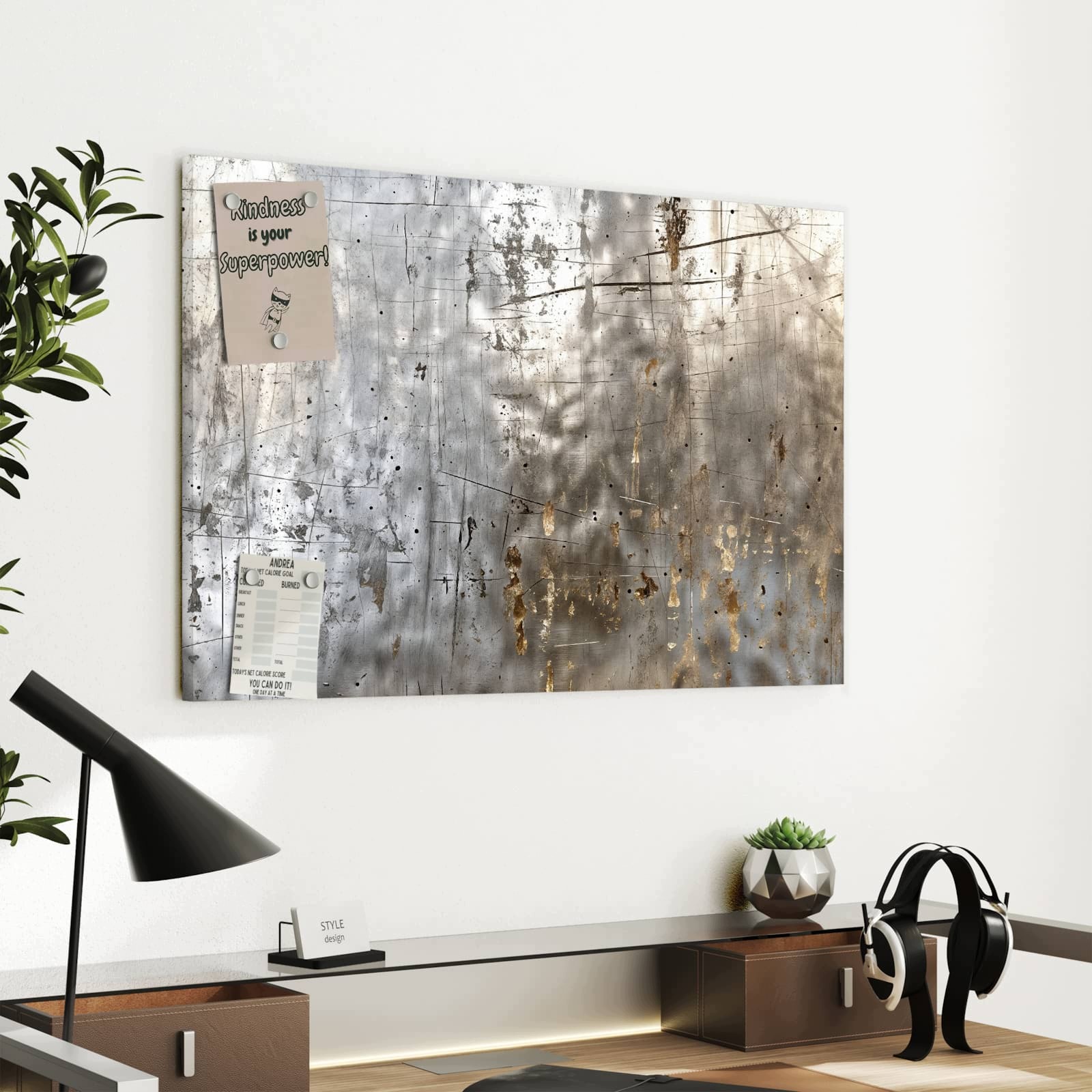 Magnetická tabule – obraz na zeď Kovová textura se škrábanci | 60 × 40 cm