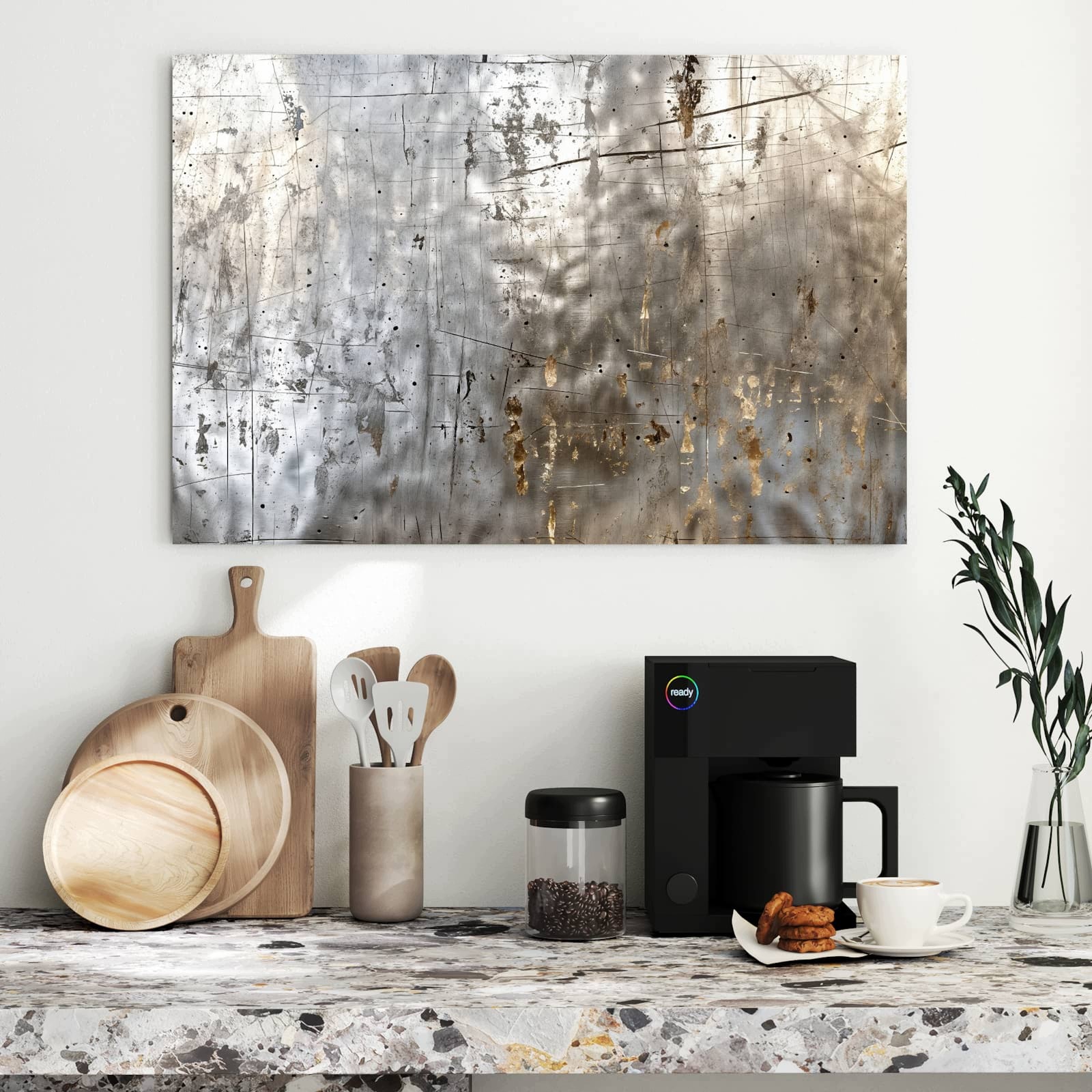 Magnetická tabule – obraz na zeď Kovová textura se škrábanci | 90 × 60 cm