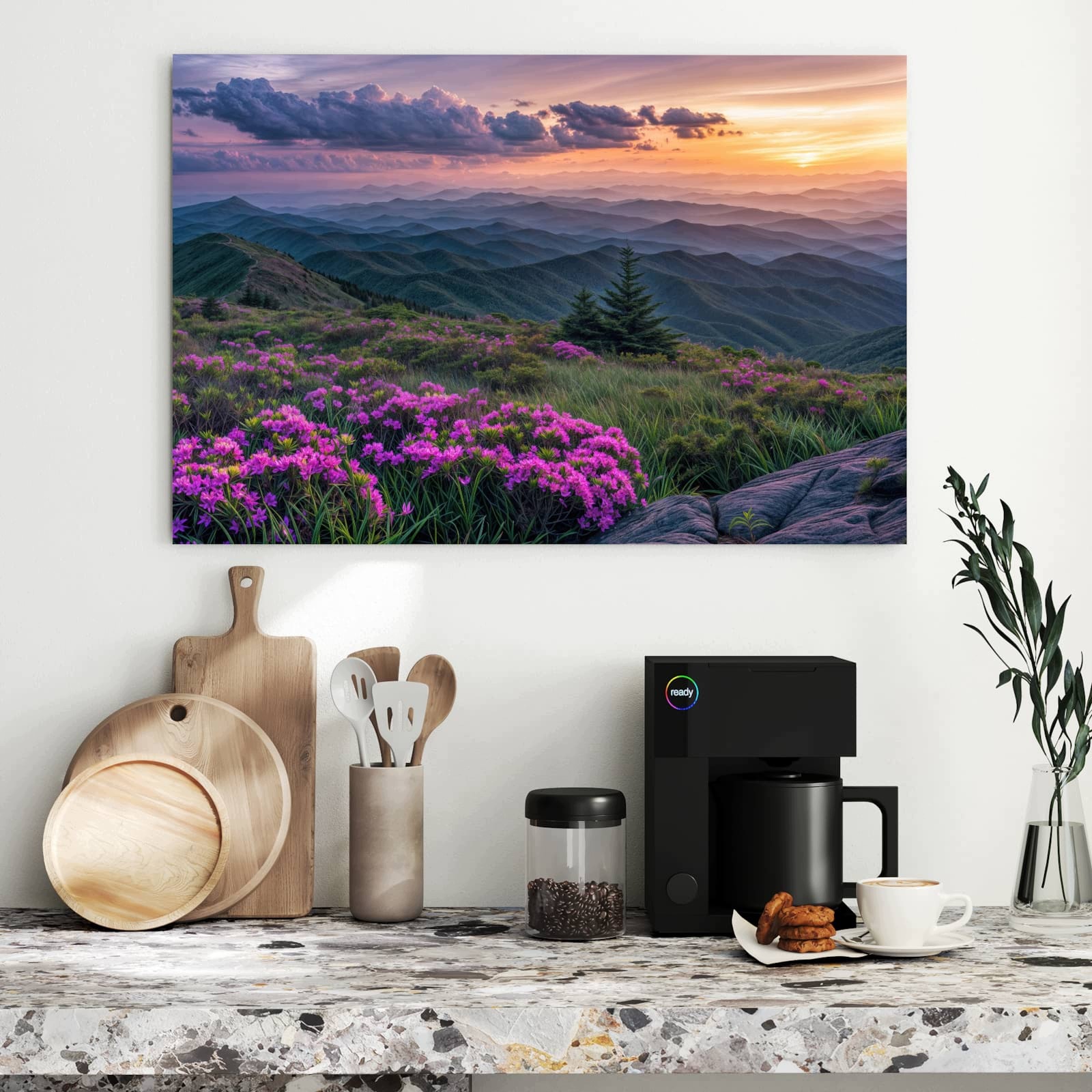 Magnetická tabule – obraz na zeď Horská krajina s květinami | 90 × 60 cm