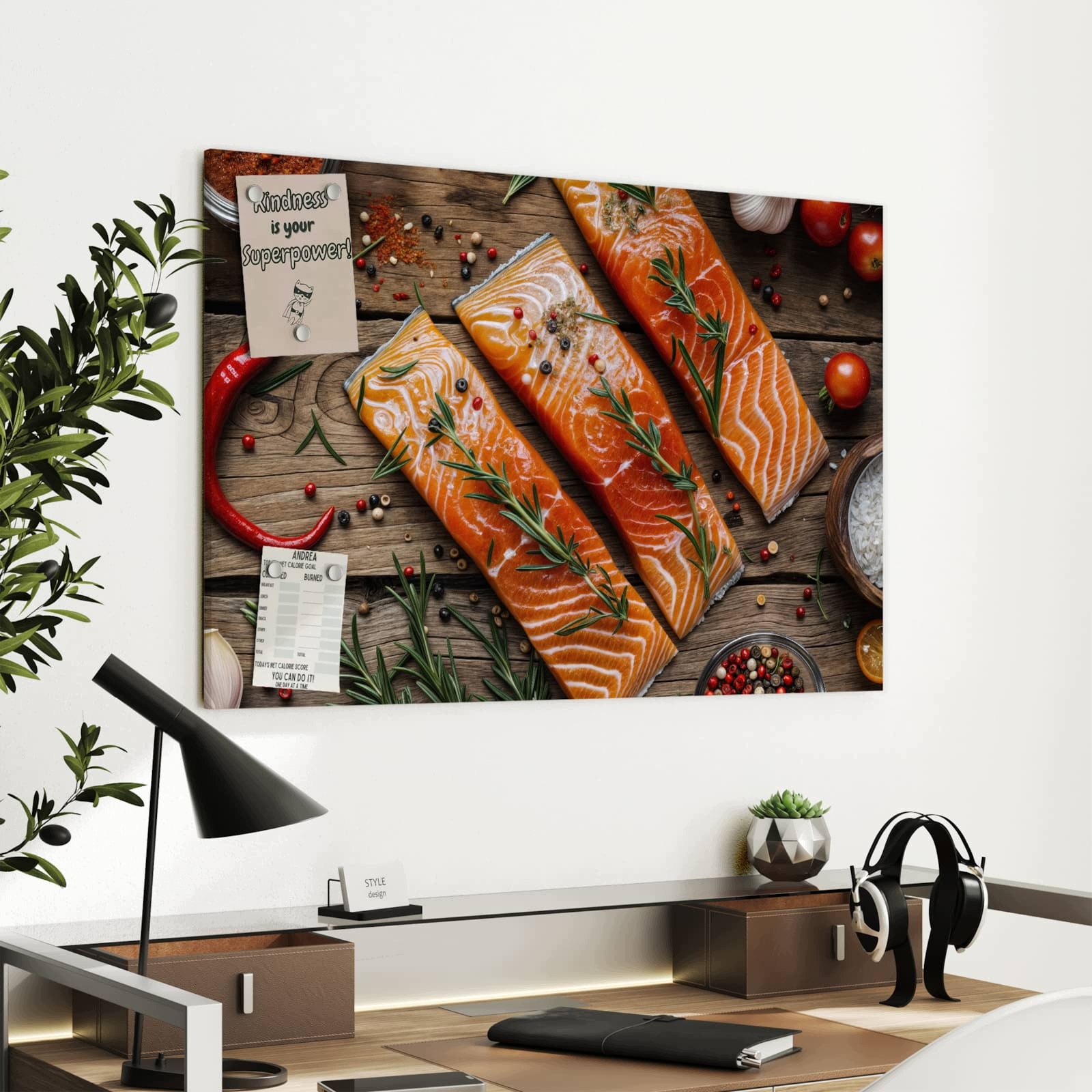 Magnetická tabule – obraz na zeď Filety z lososa | 90 × 60 cm