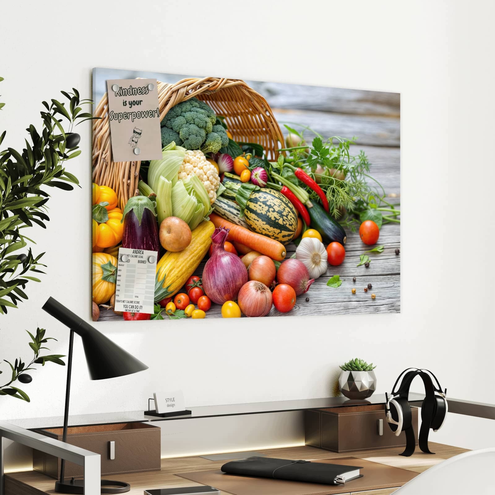 Magnetická tabule – obraz na zeď Košík sklizené zeleniny | 90 × 60 cm