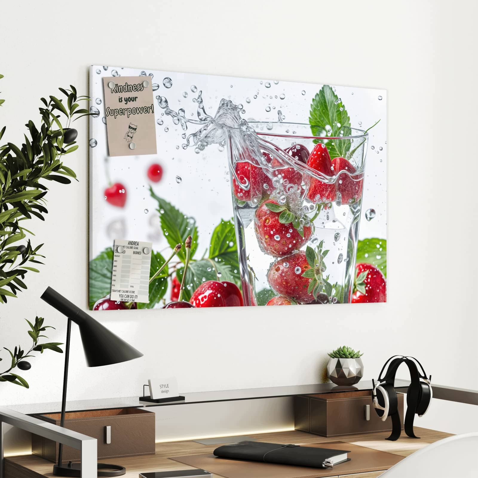 Magnetická tabule – obraz na zeď Jahody třešně | 90 × 60 cm