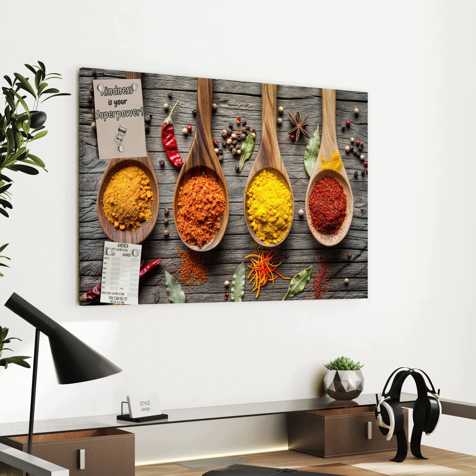 Magnetická tabule – obraz na zeď Koření na lžících | 60 × 40 cm