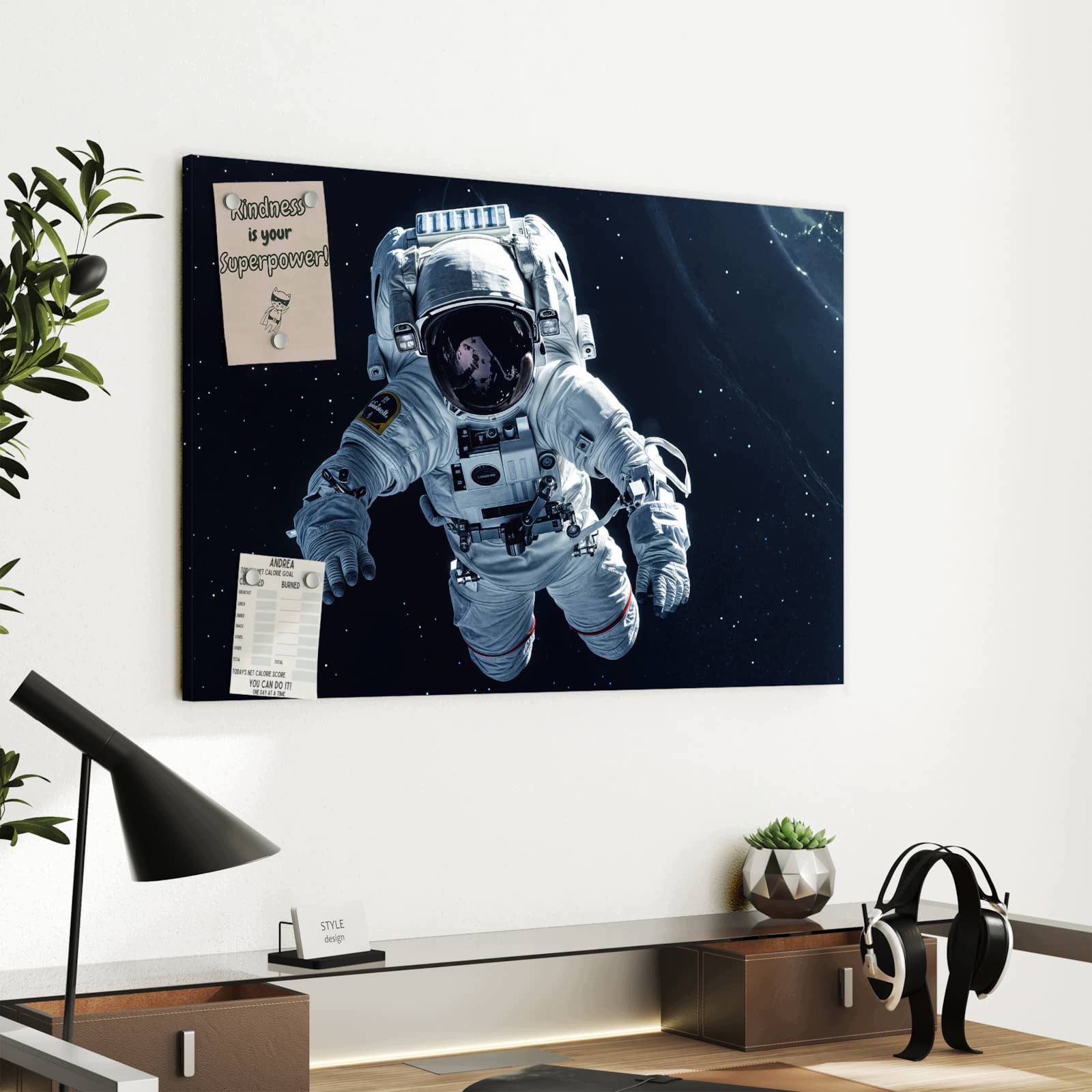 Magnetická tabule – obraz na zeď Astronaut ve vesmíru – motiv 1 | 60 × 40 cm