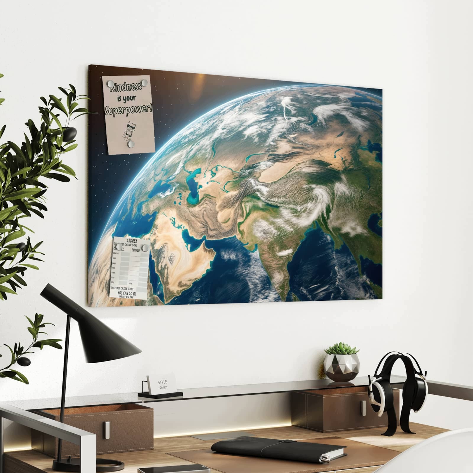 Magnetická tabule – obraz na zeď Jemná Země ve vesmíru | 90 × 60 cm