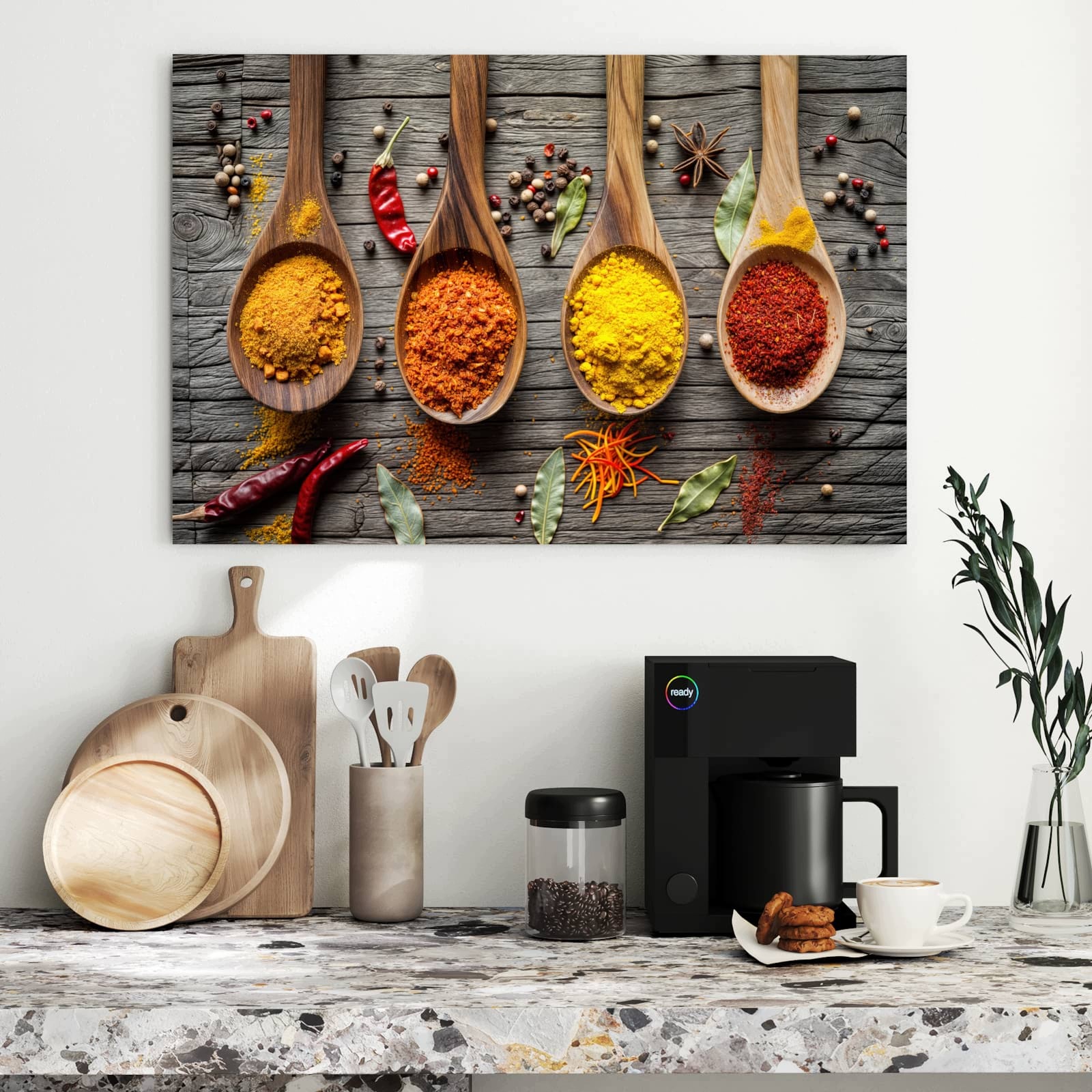 Magnetická tabule – obraz na zeď Koření na lžících | 90 × 60 cm