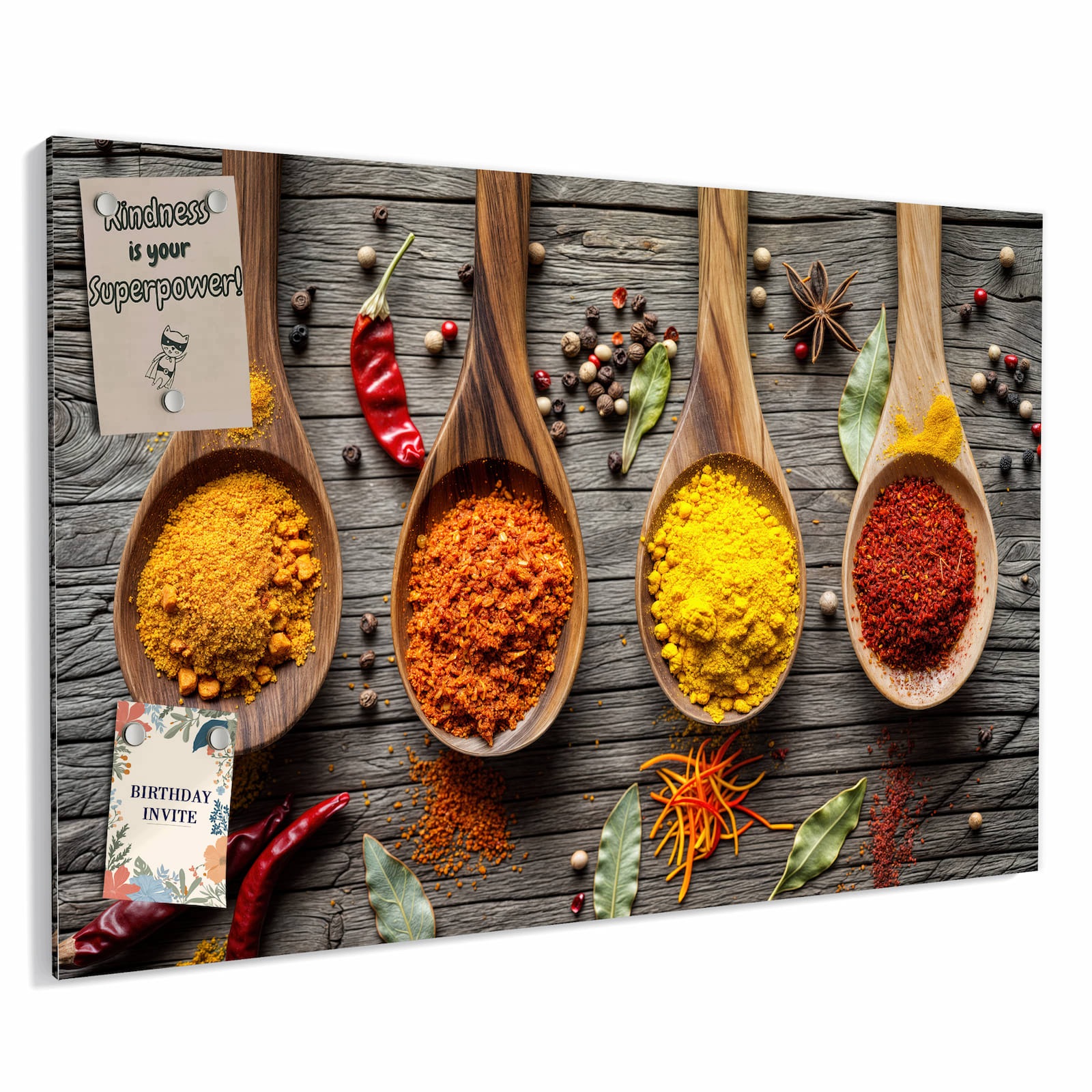 Magnetická tabule – obraz na zeď Koření na lžících | 90 × 60 cm