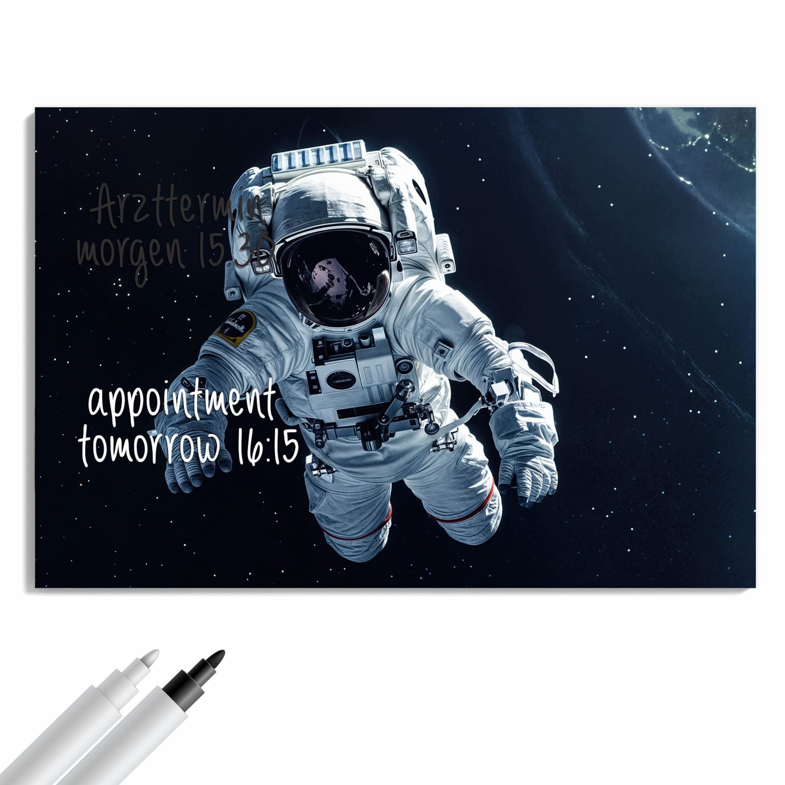 Magnetická tabule – obraz na zeď Astronaut ve vesmíru – motiv 1 | 90 × 60 cm