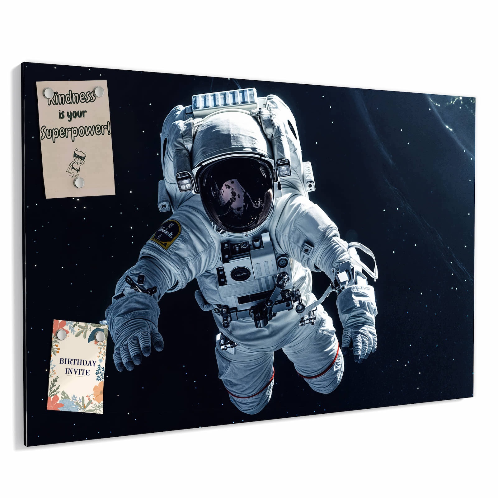 Magnetická tabule – obraz na zeď Astronaut ve vesmíru – motiv 1 | 90 × 60 cm