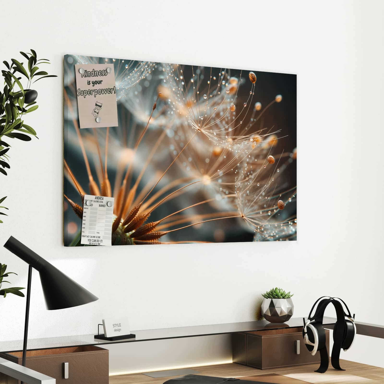 Magnetická tabule – obraz na zeď Perličky pampelišky | 60 × 40 cm