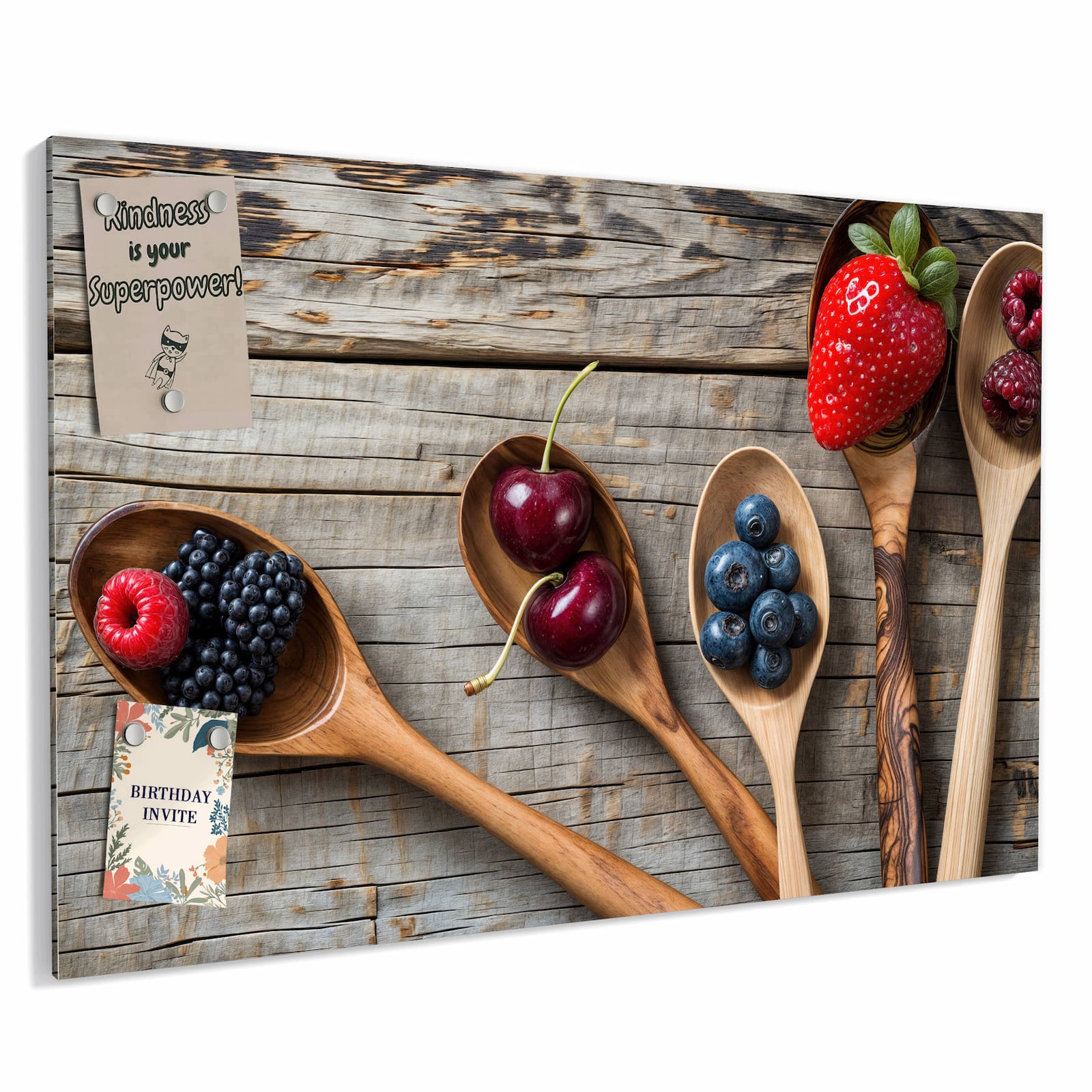 Magnetická tabule – obraz na zeď Dřevěná lžíce bobule | 60 × 40 cm