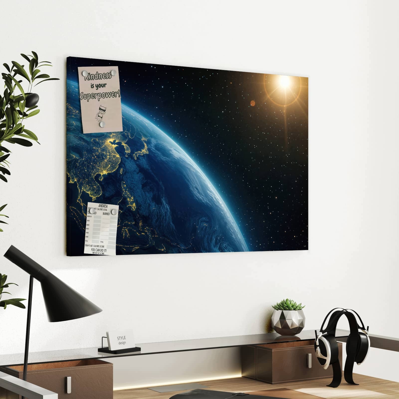 Magnetická tabule – obraz na zeď Země noc | 60 × 40 cm