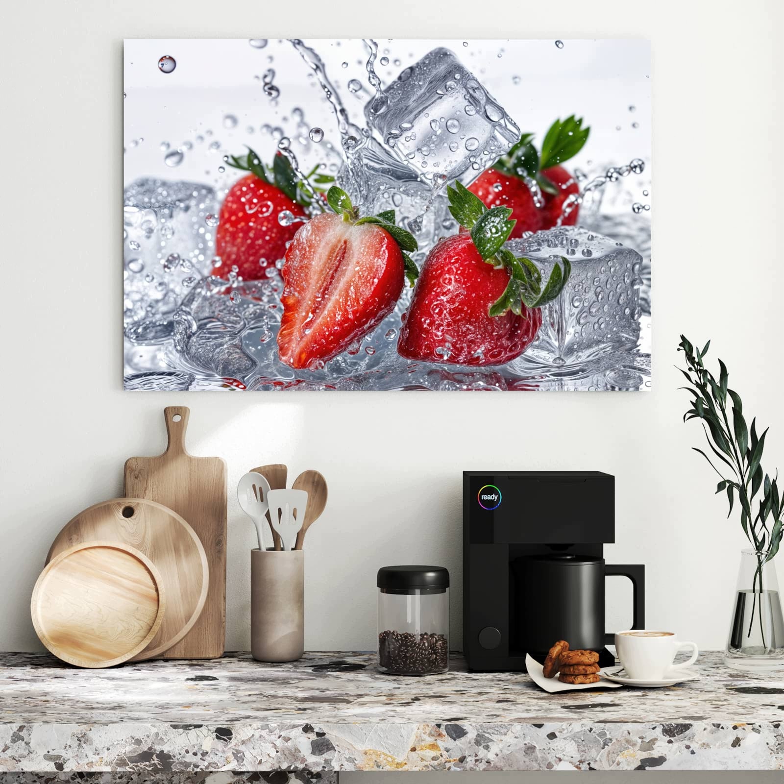 Magnetická tabule – obraz na zeď Jahody ve vodě | 90 × 60 cm