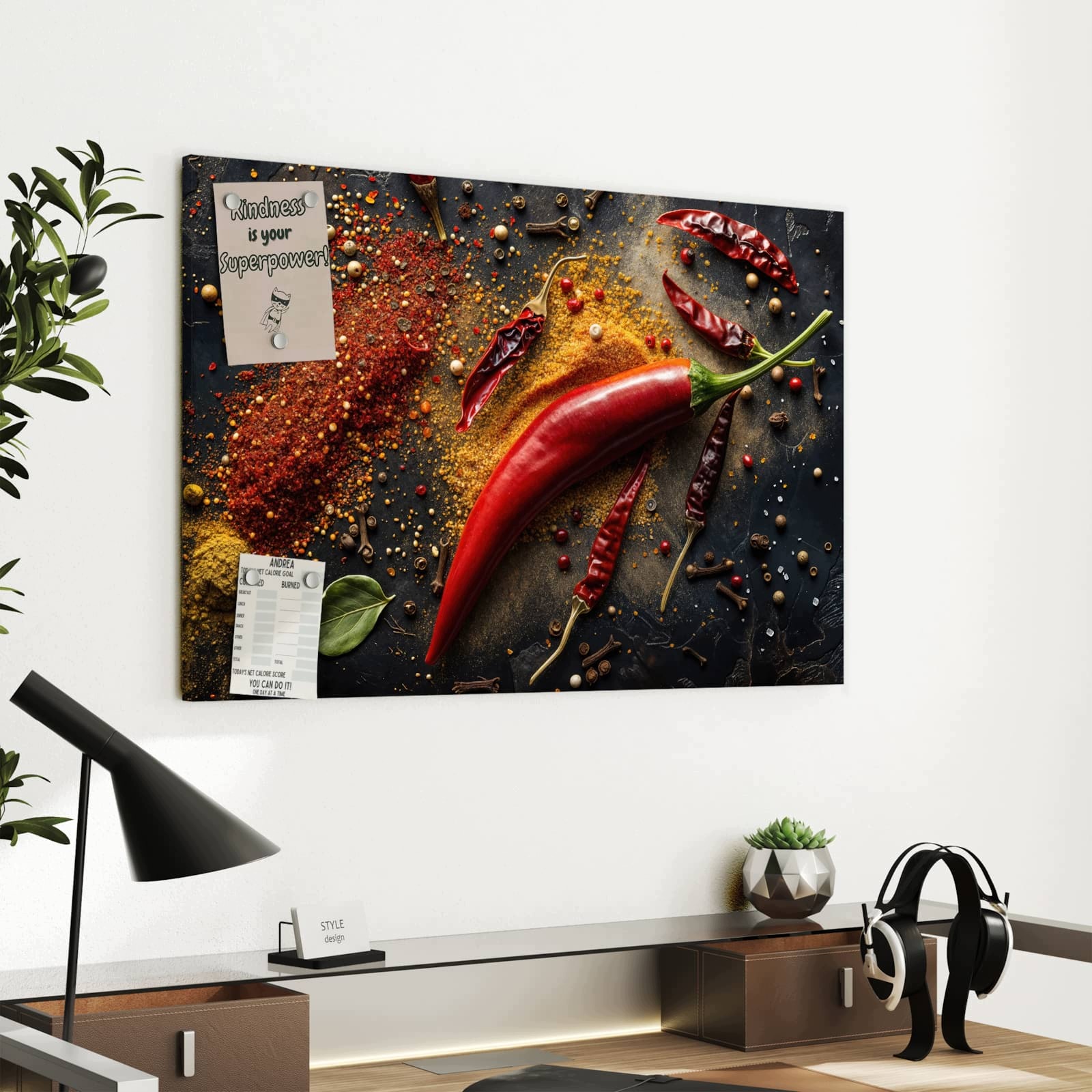 Magnetická tabule – obraz na zeď Pohled na směs koření | 60 × 40 cm