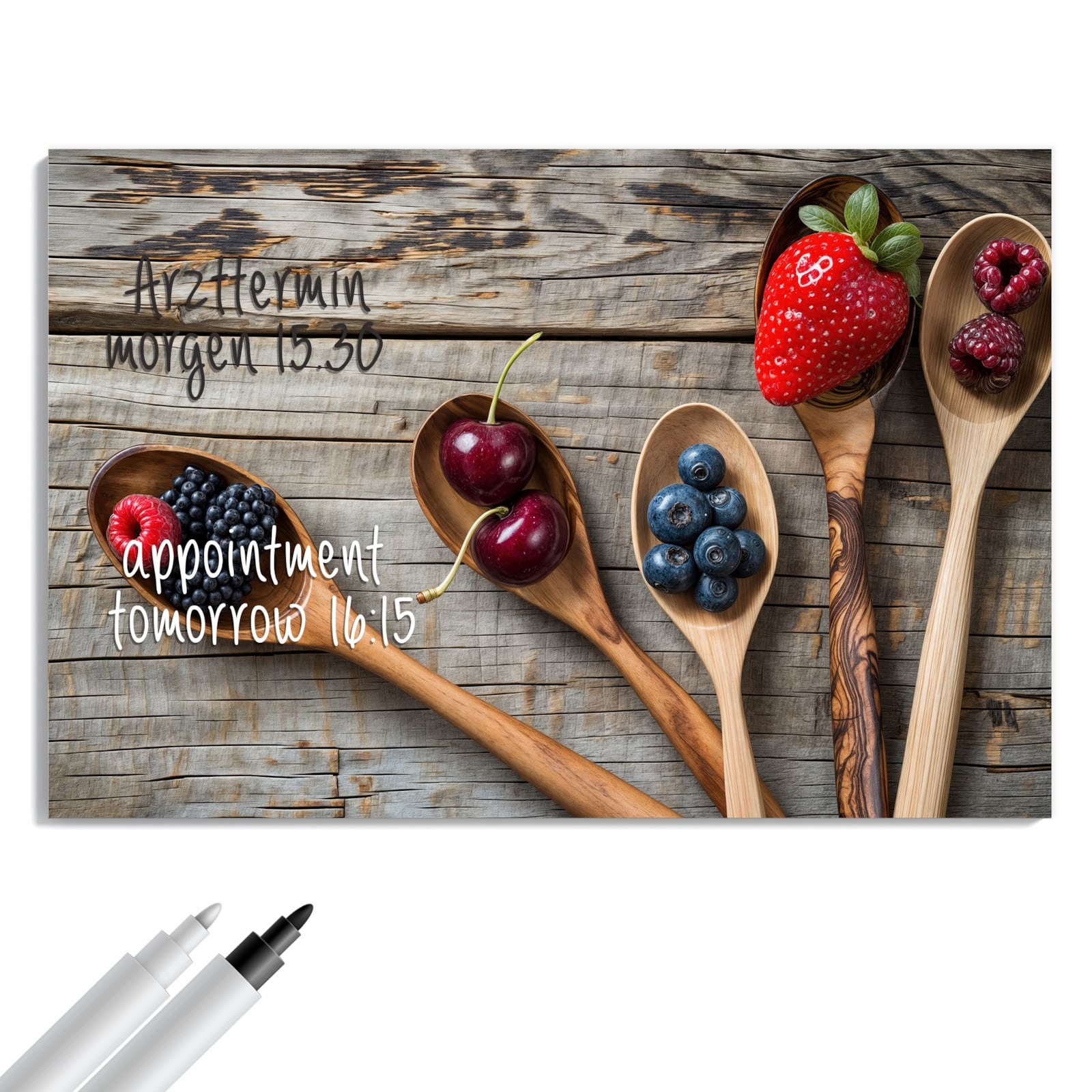Magnetická tabule – obraz na zeď Dřevěná lžíce bobule | 90 × 60 cm