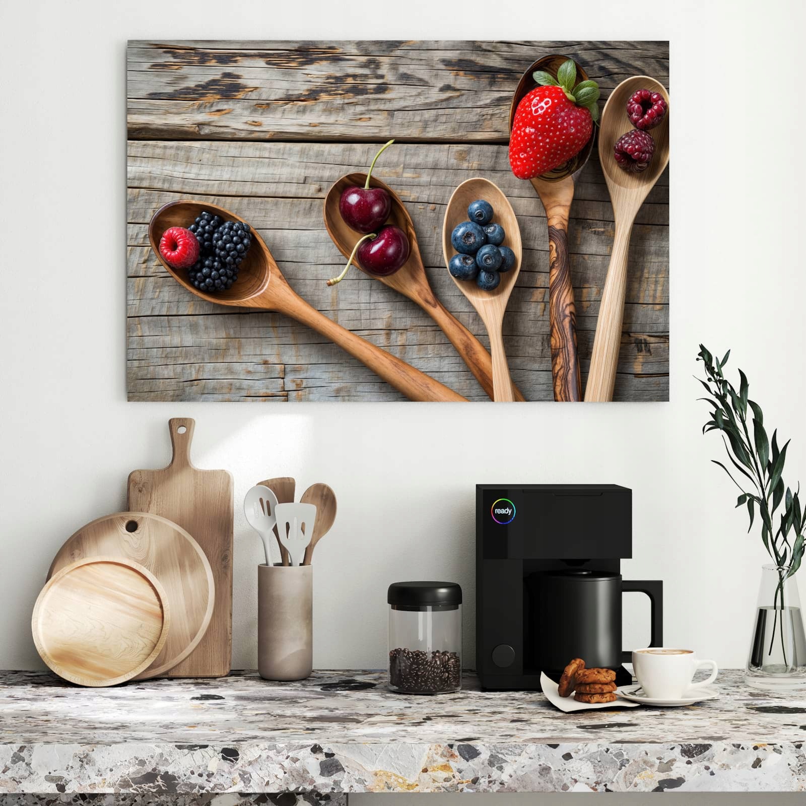 Magnetická tabule – obraz na zeď Dřevěná lžíce bobule | 90 × 60 cm