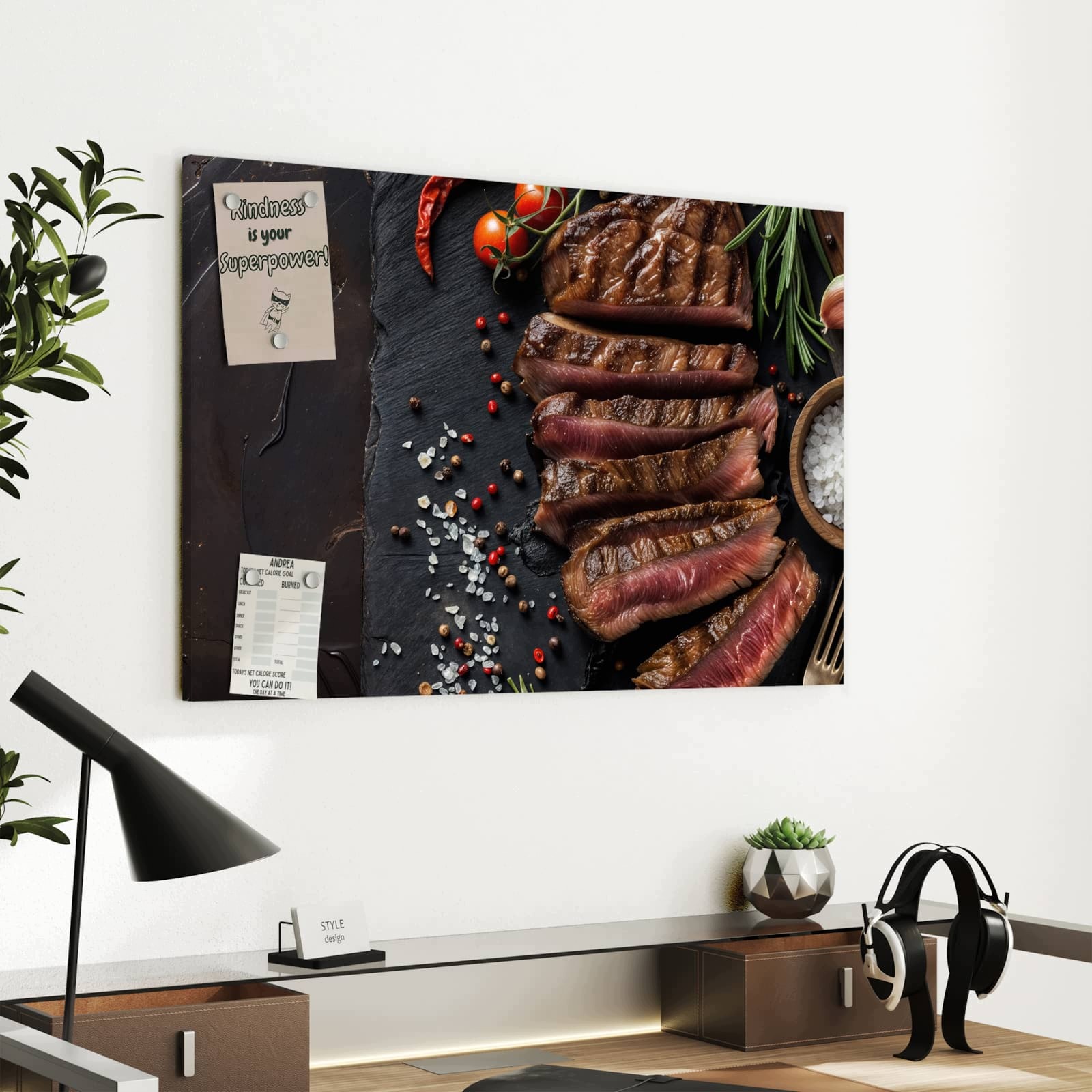 Magnetická tabule – obraz na zeď Grilovaný steak na talíři | 60 × 40 cm