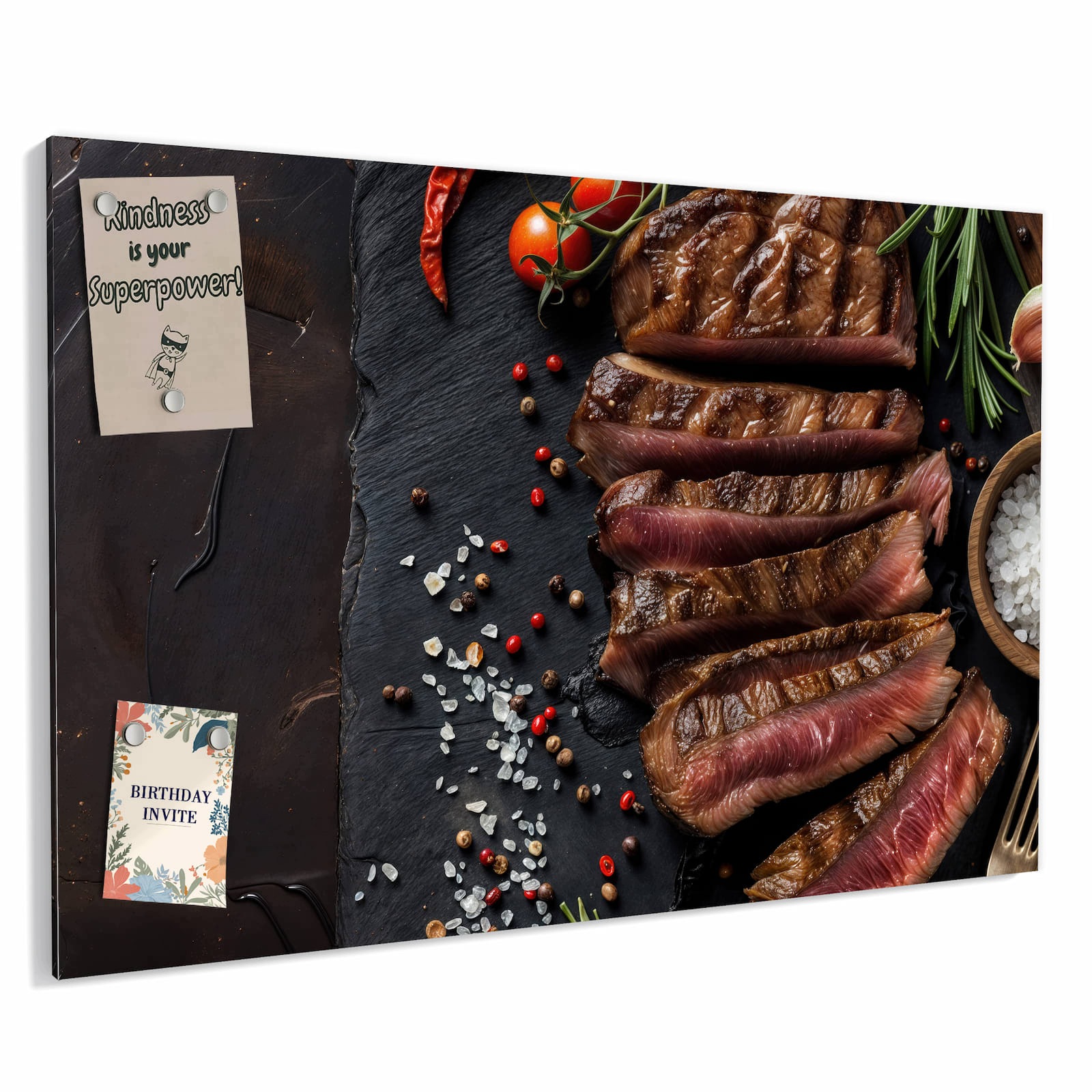 Magnetická tabule – obraz na zeď Grilovaný steak na talíři | 60 × 40 cm