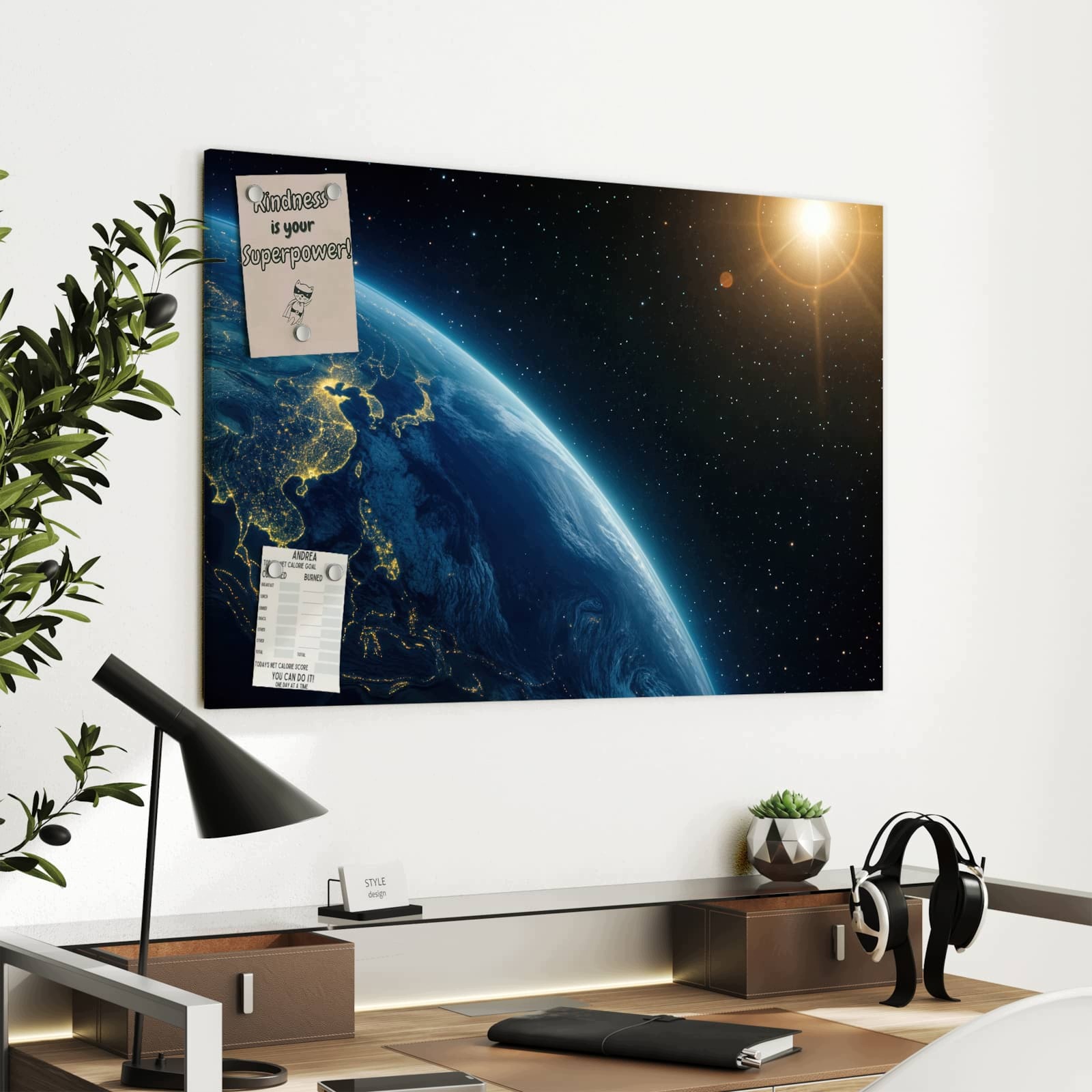 Magnetická tabule – obraz na zeď Země noc | 90 × 60 cm