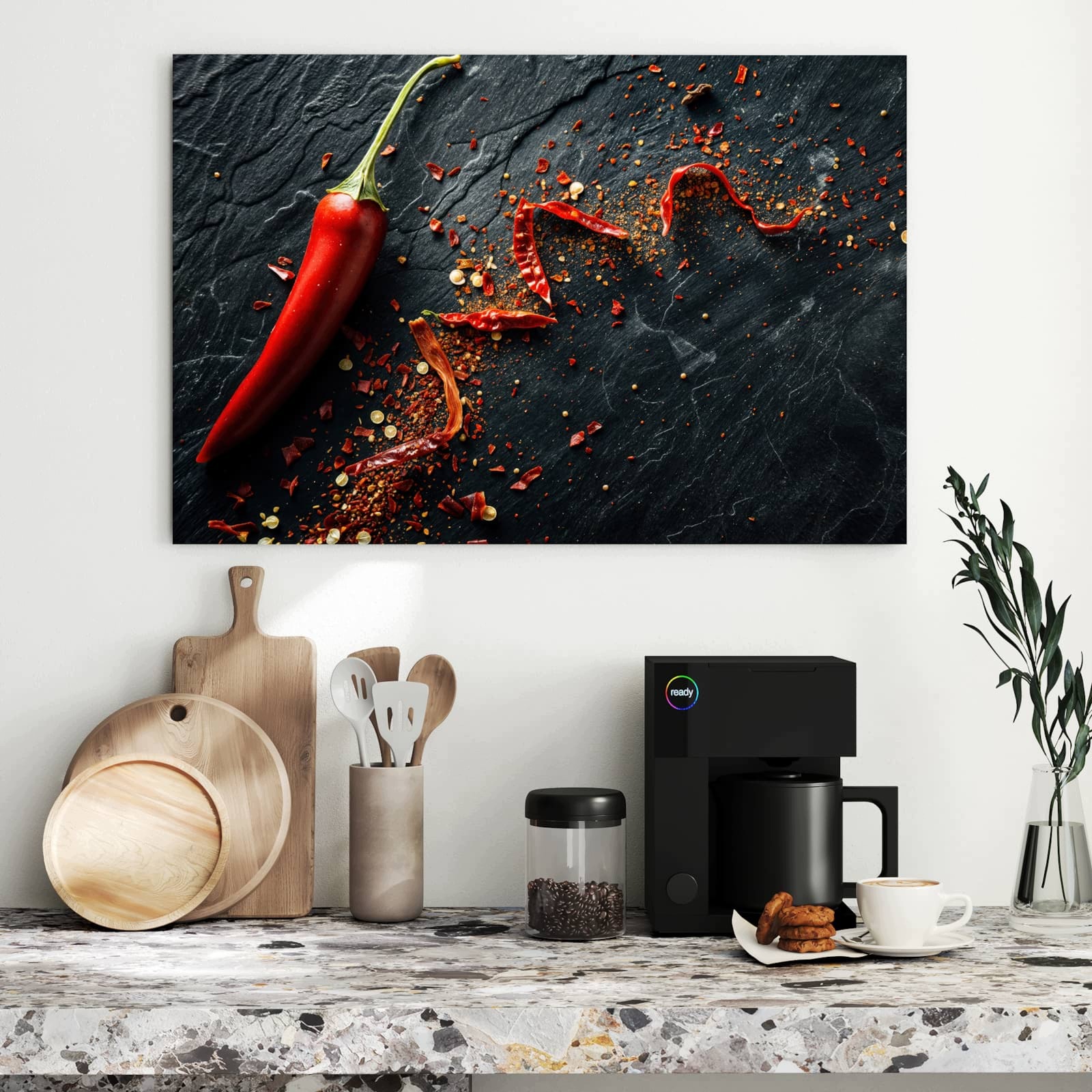 Magnetická tabule – obraz na zeď Chilli na břidlici | 90 × 60 cm