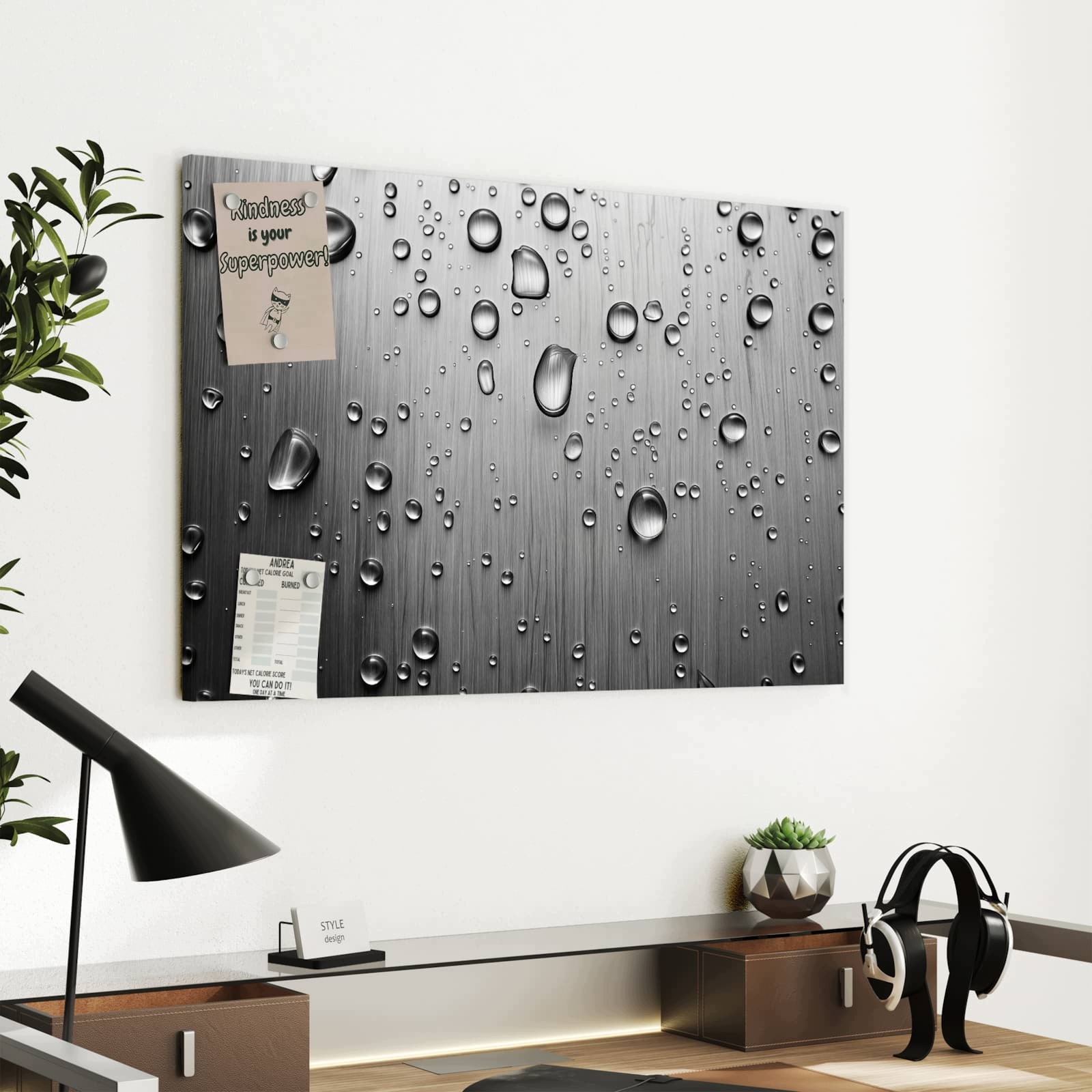 Magnetická tabule – obraz na zeď Kapky vody na kovu | 60 × 40 cm
