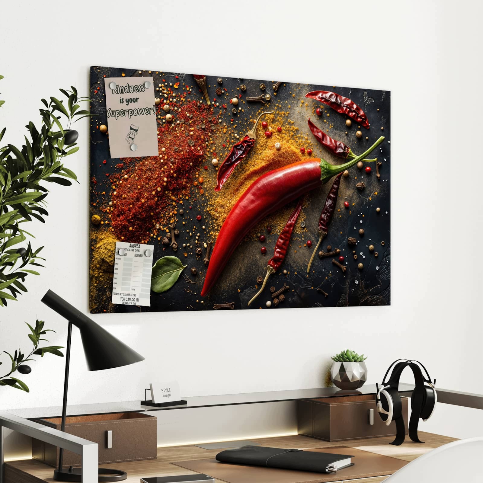 Magnetická tabule – obraz na zeď Pohled na směs koření | 90 × 60 cm