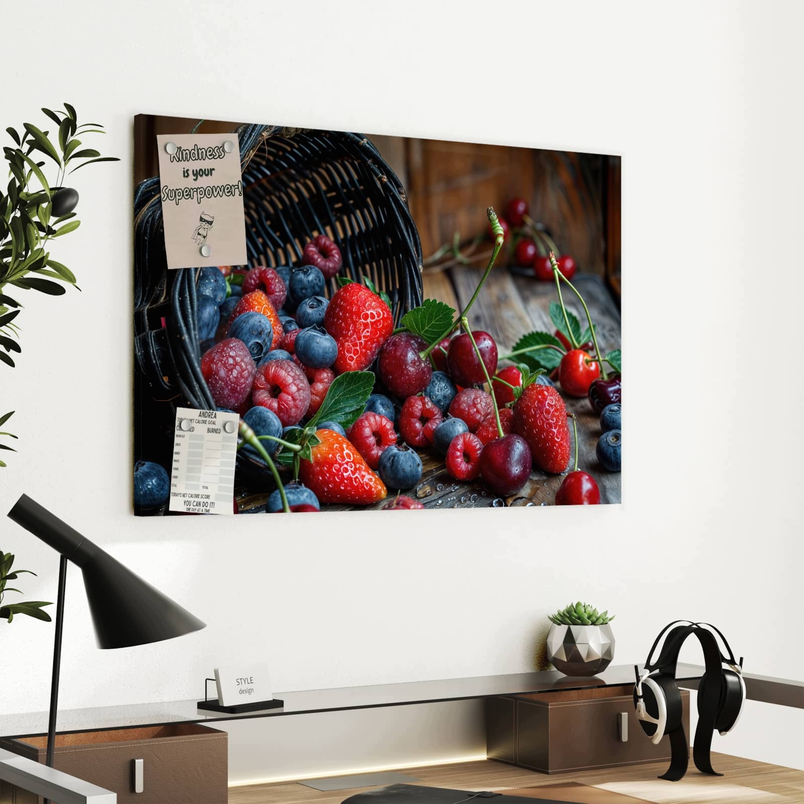 Magnetická tabule – obraz na zeď Čerstvý košík bobulí | 60 × 40 cm