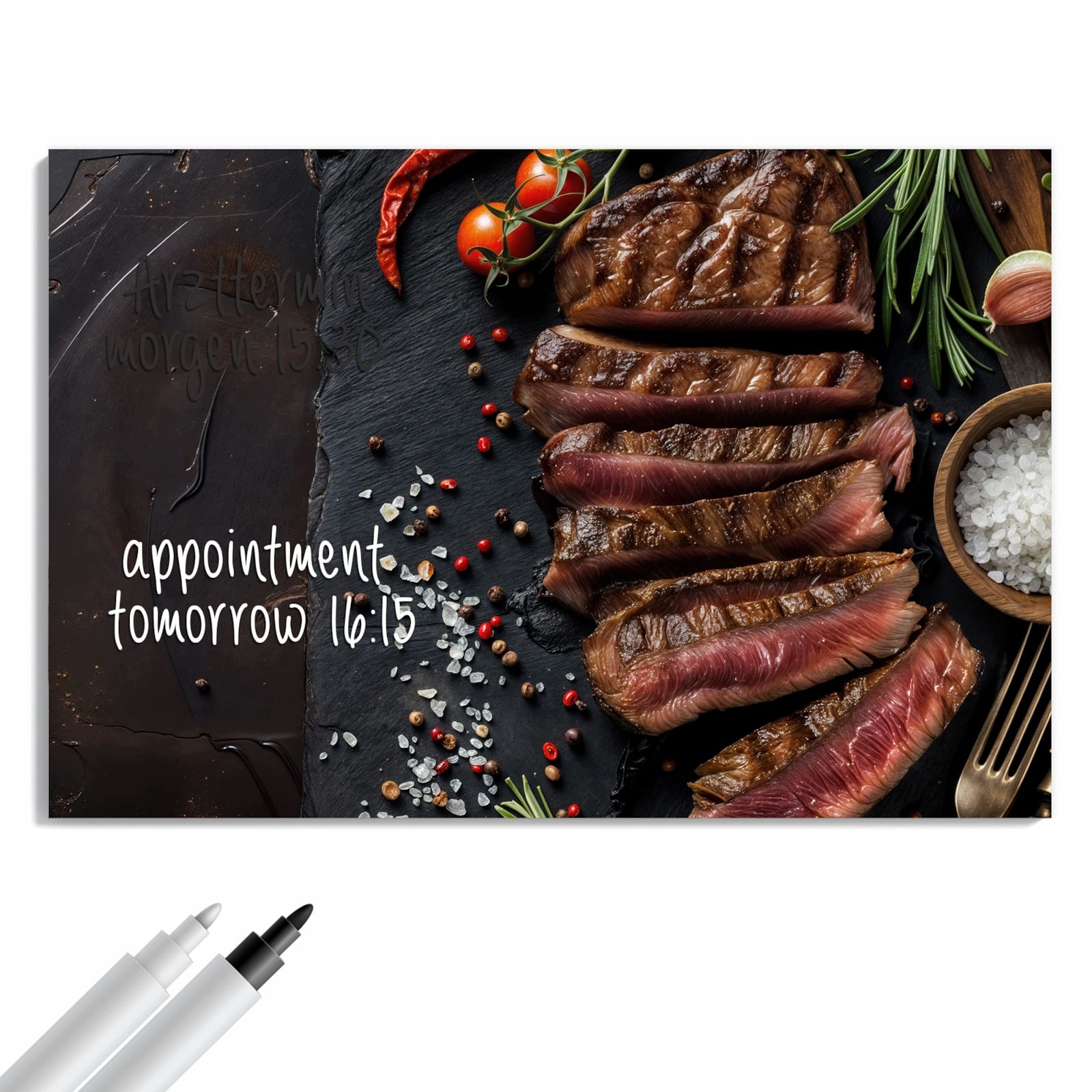 Magnetická tabule – obraz na zeď Grilovaný steak na talíři | 90 × 60 cm