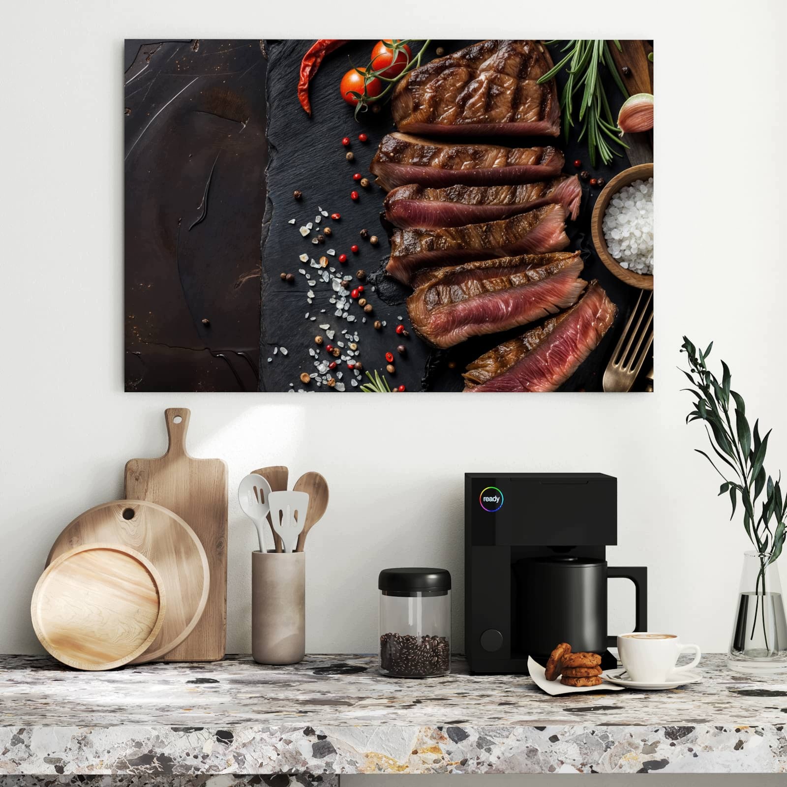 Magnetická tabule – obraz na zeď Grilovaný steak na talíři | 90 × 60 cm