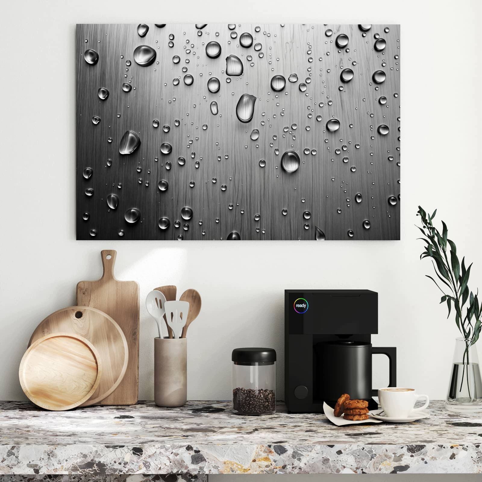 Magnetická tabule – obraz na zeď Kapky vody na kovu | 90 × 60 cm